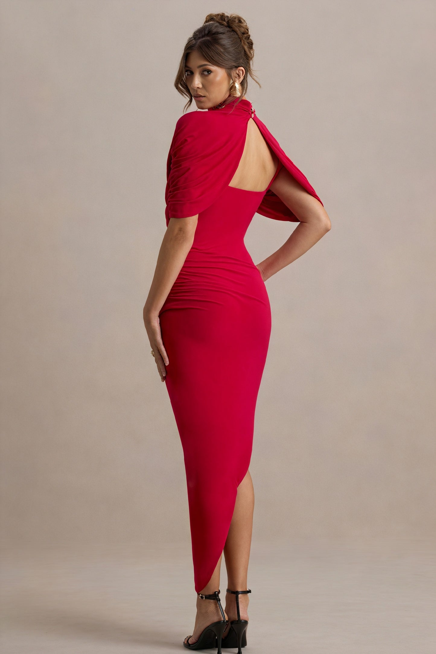 Draped Asymmetrical Midi - Cocktail Dress