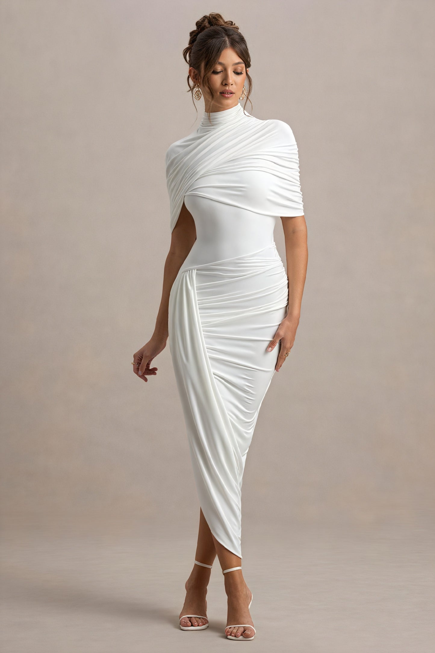 Draped Asymmetrical Midi - Cocktail Dress
