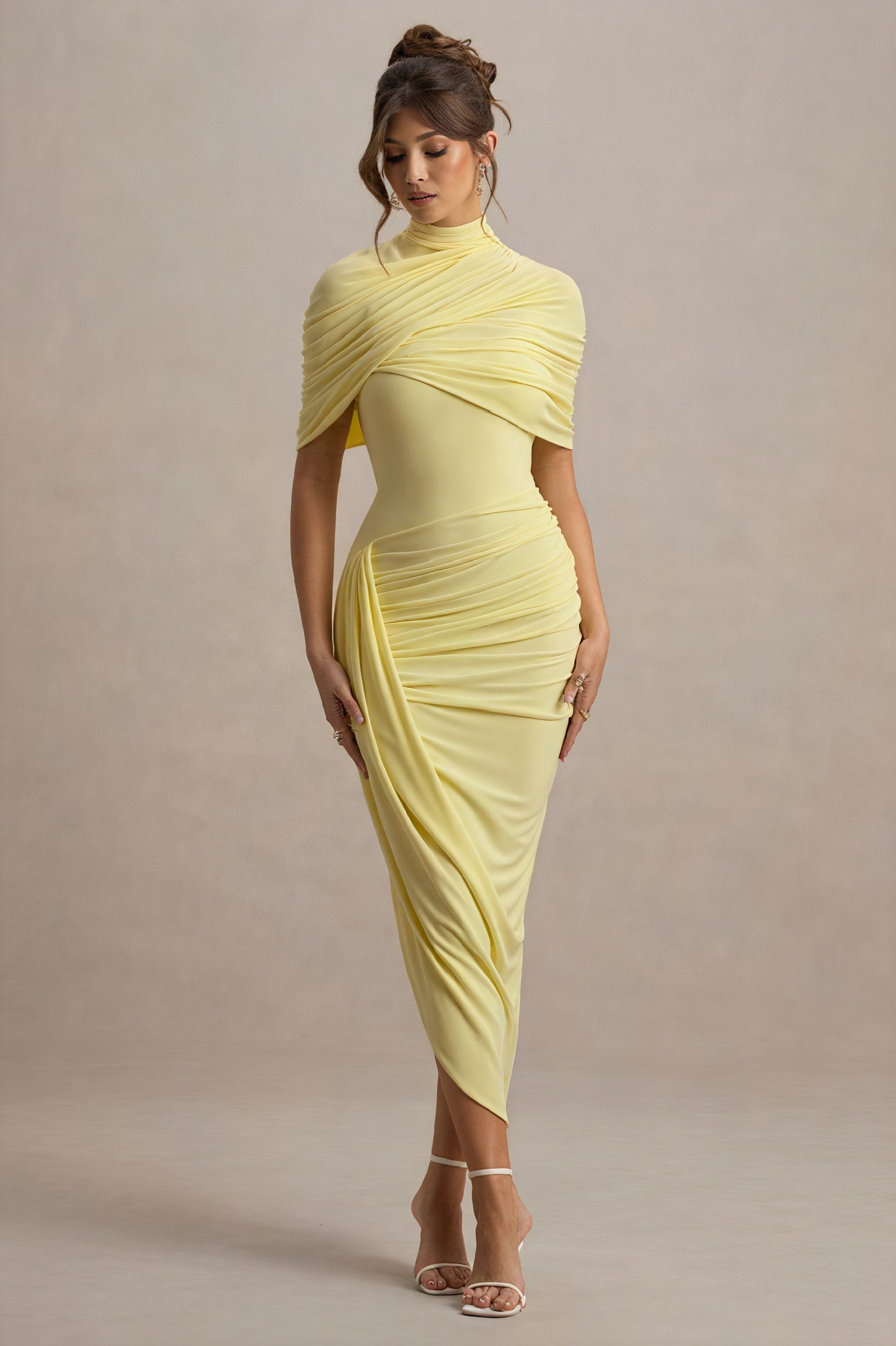 Draped Asymmetrical Midi - Cocktail Dress