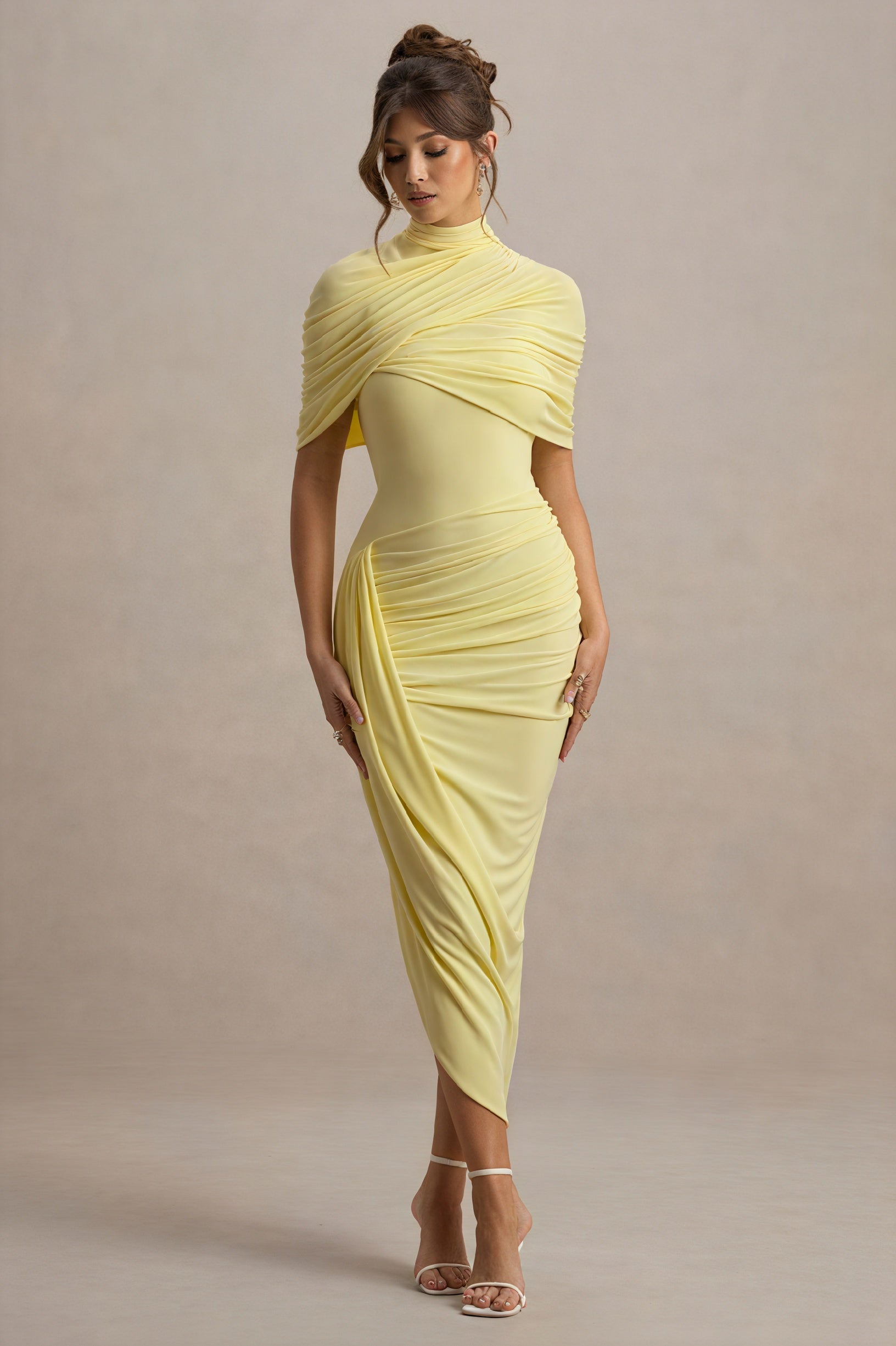 Draped Asymmetrical Midi - Cocktail Dress