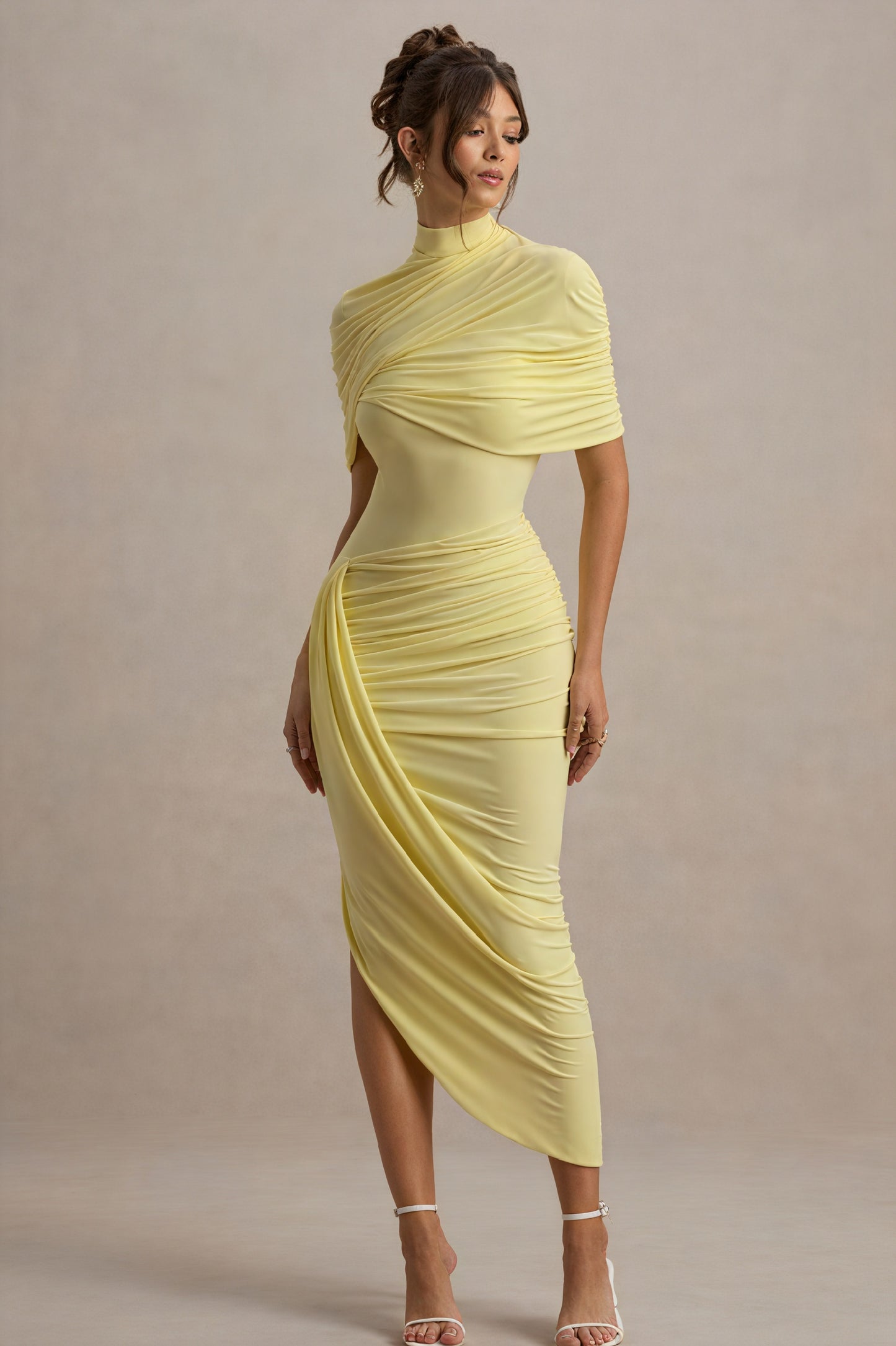 Draped Asymmetrical Midi - Cocktail Dress