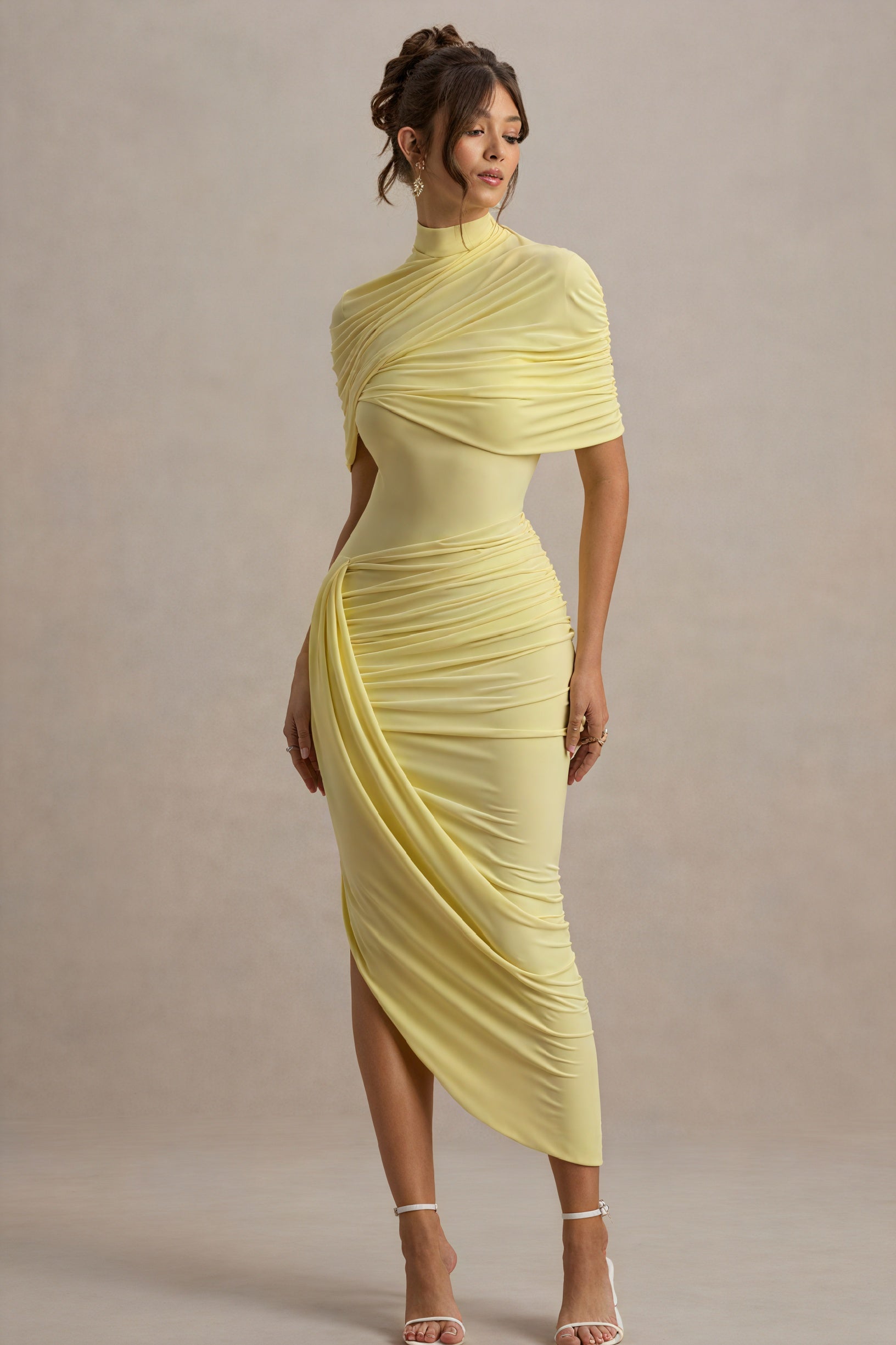 Draped Asymmetrical Midi - Cocktail Dress
