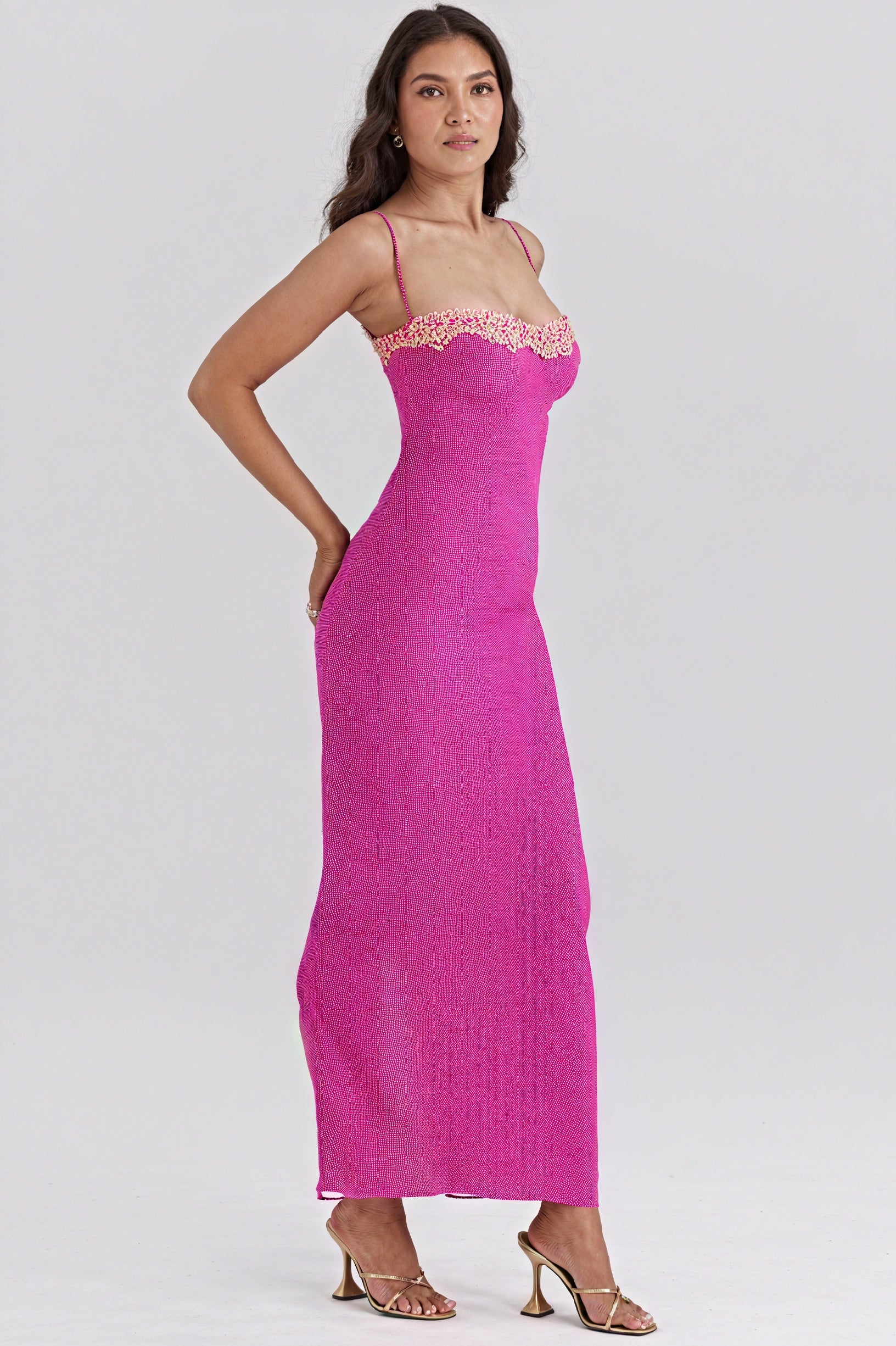 Form-Fitting Maxi Dress - Sweetheart Neckline