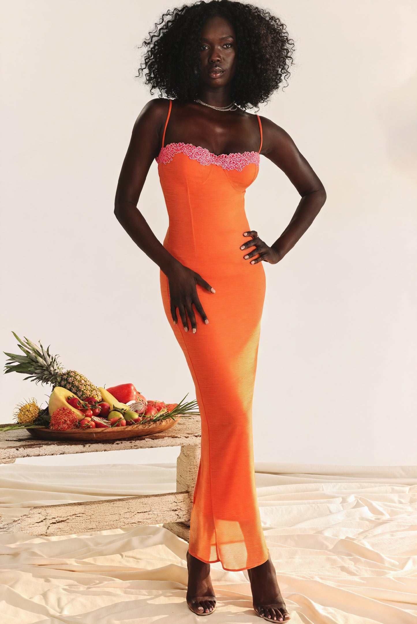 Form-Fitting Maxi Dress - Sweetheart Neckline