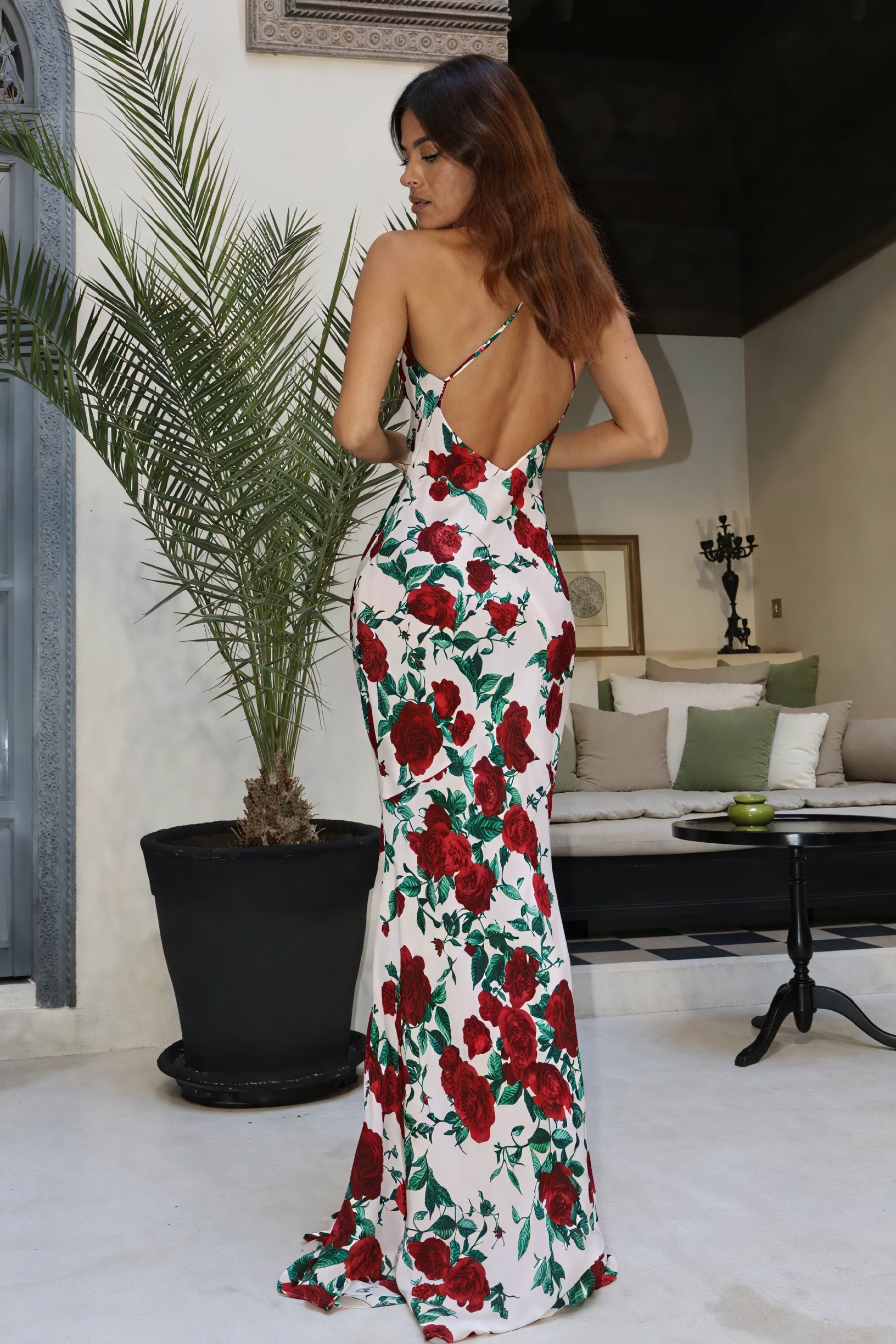 Floral Halter Maxi Dress - Floor-Length