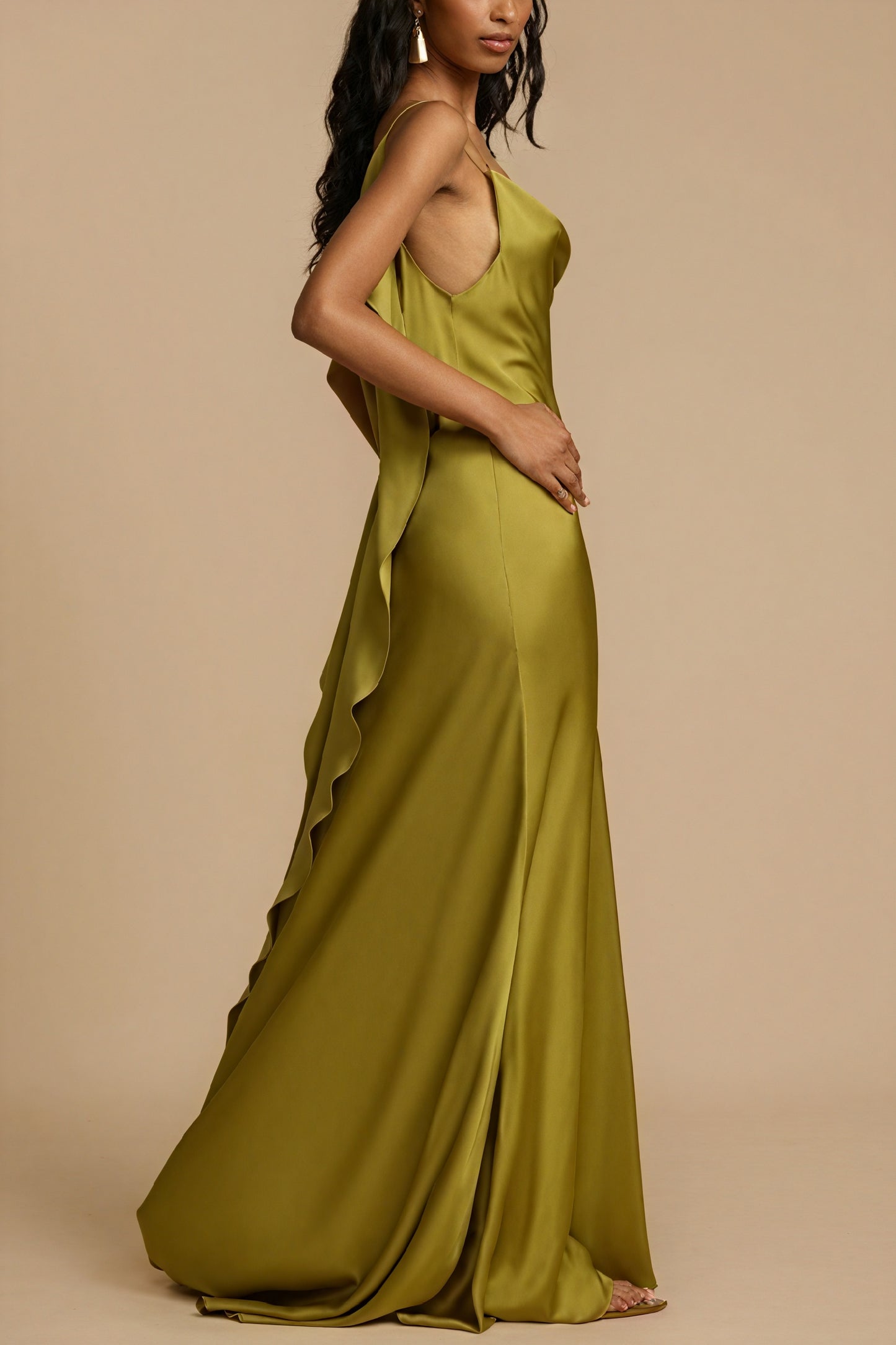 Silky Drape Gown with Statement Slit