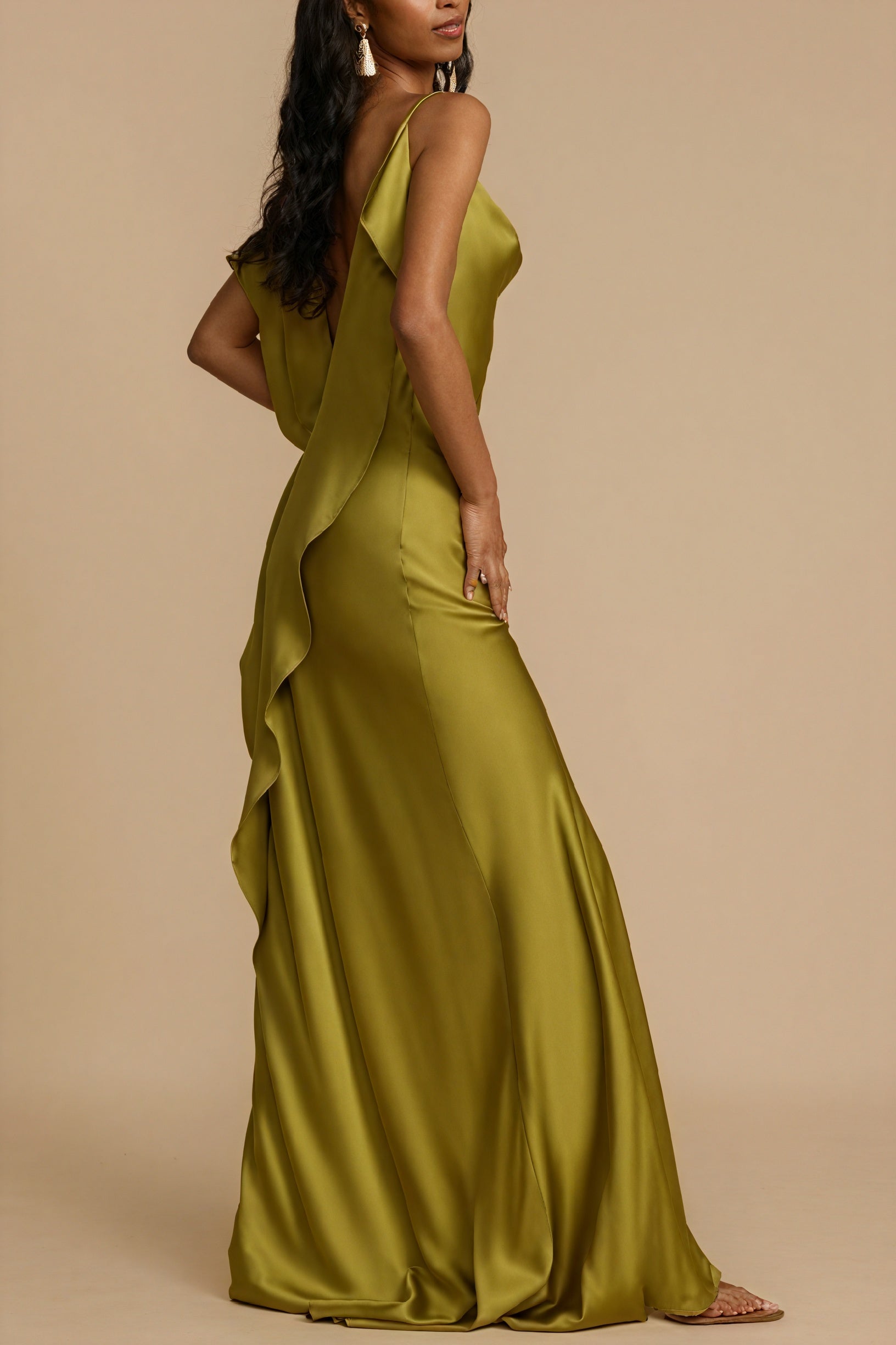 Silky Drape Gown with Statement Slit
