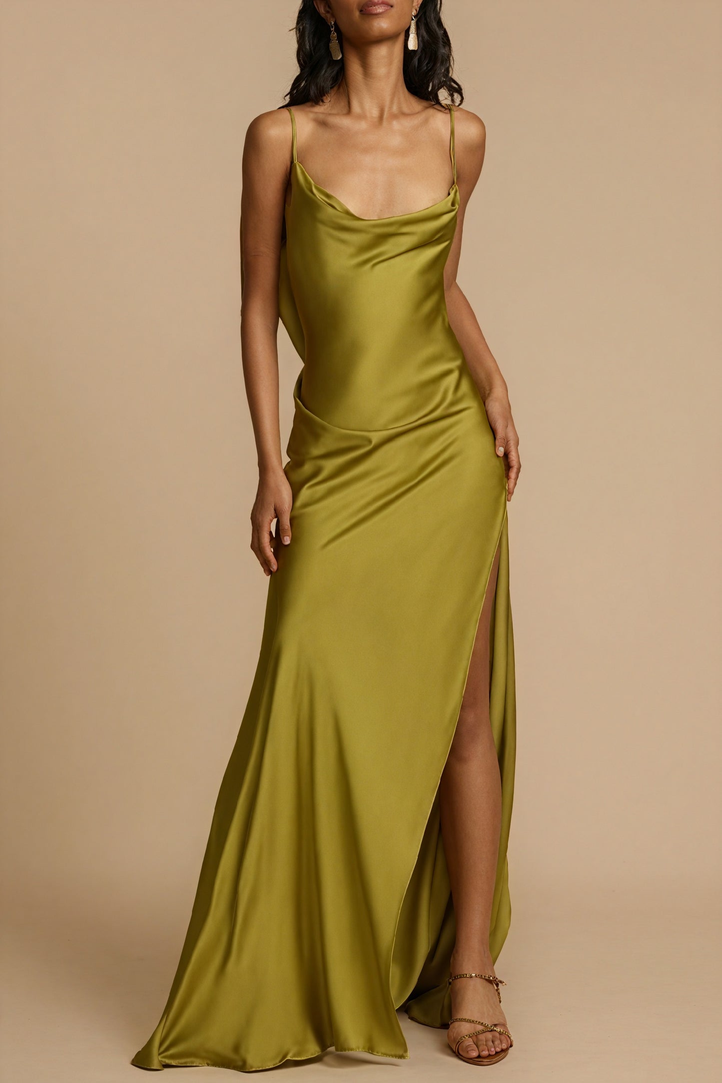 Silky Drape Gown with Statement Slit