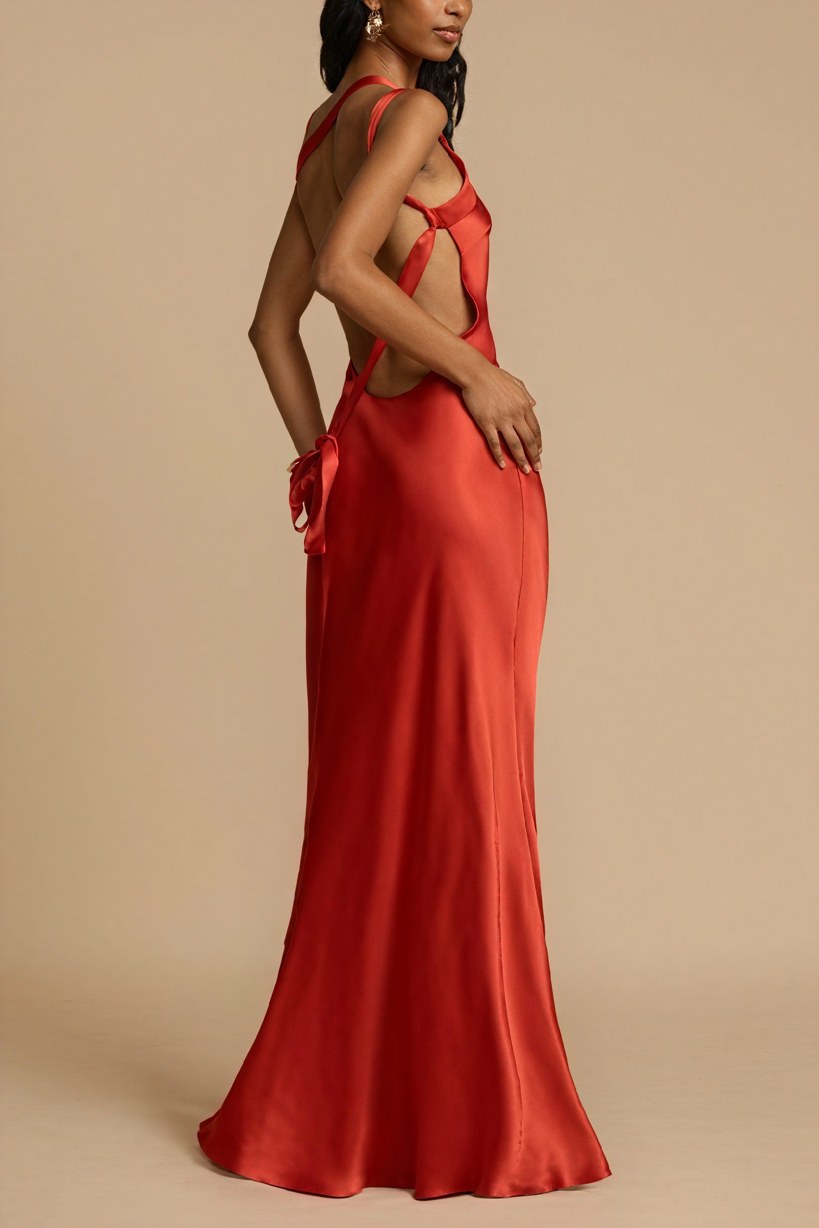 Asymmetric Gown - One-Shoulder, Floor-Length