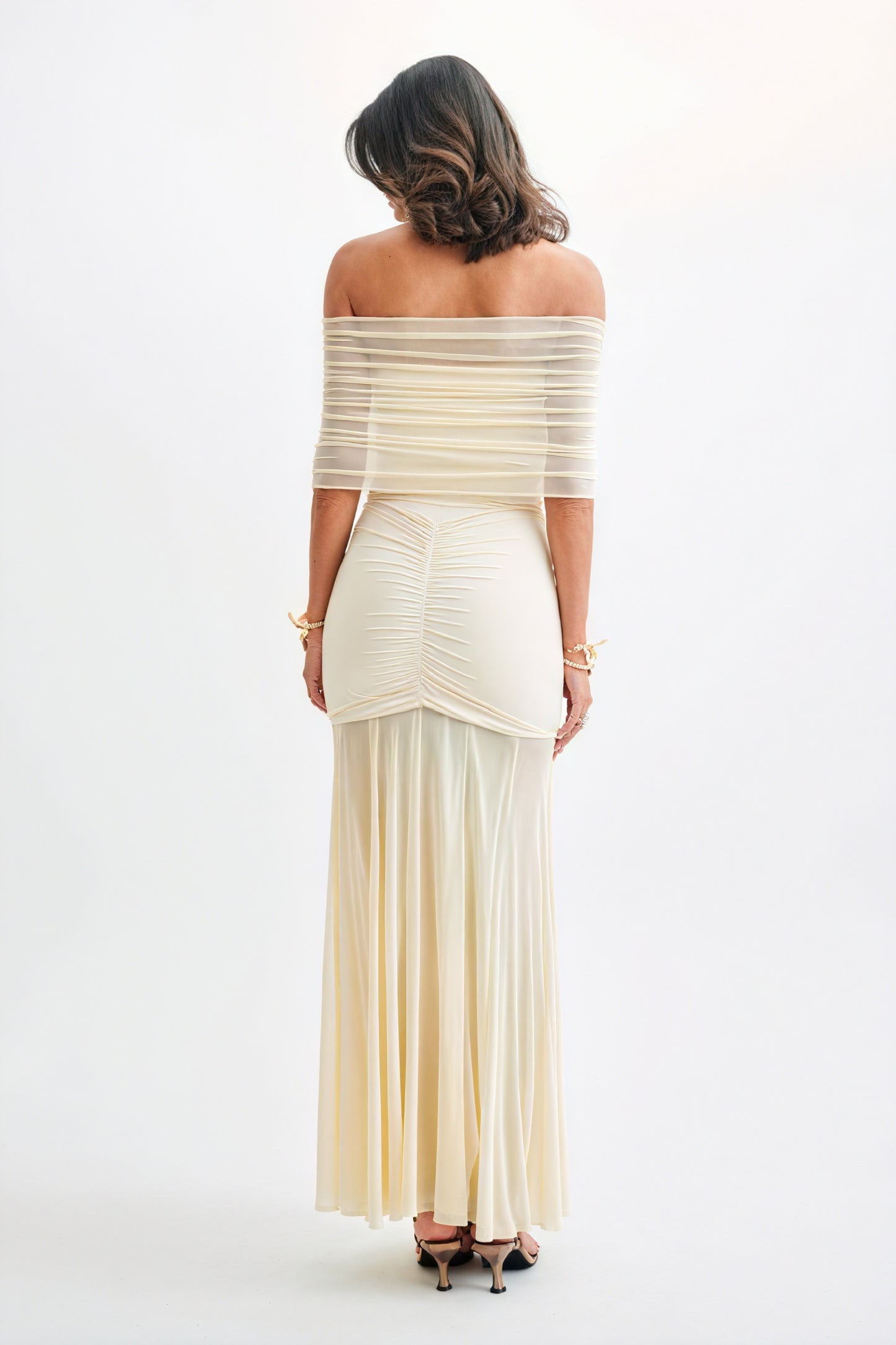 Strapless Maxi Dress - Flowing Floor-Length Skirt