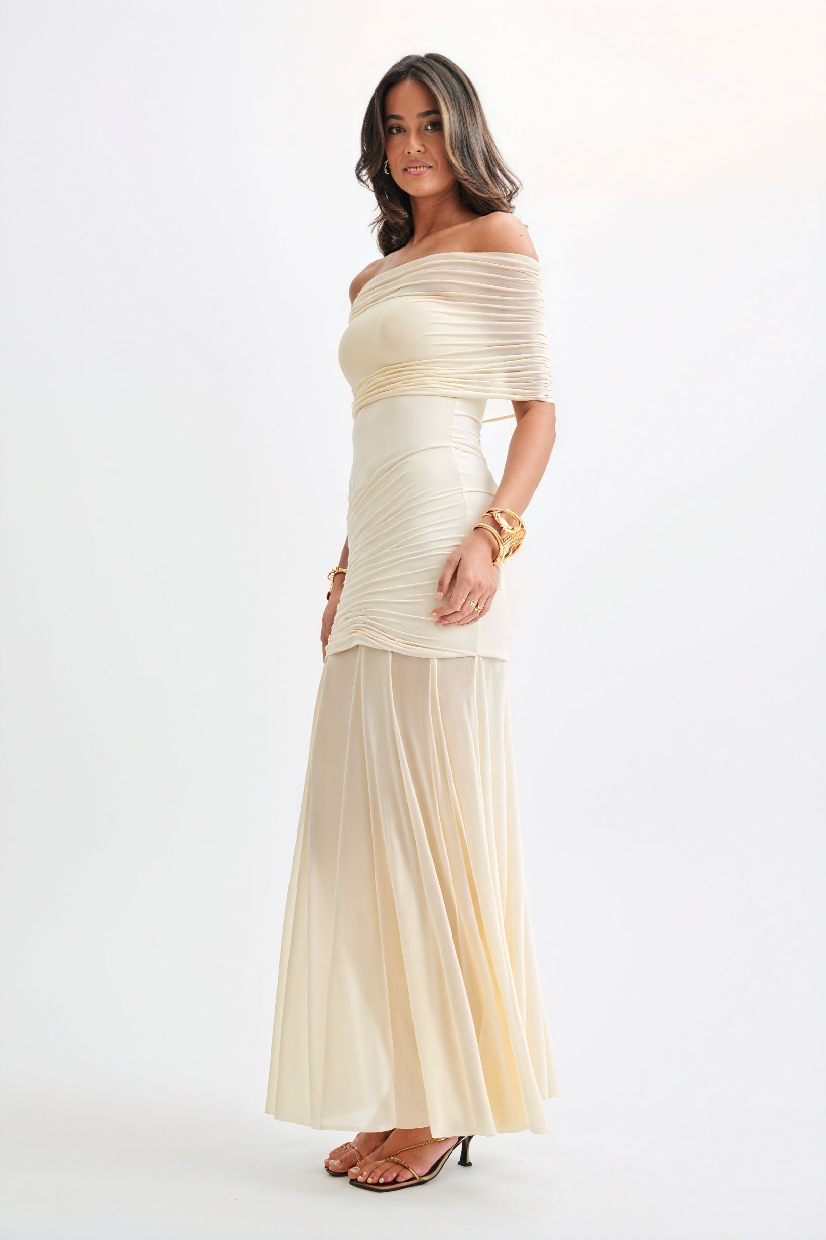 Strapless Maxi Dress - Flowing Floor-Length Skirt
