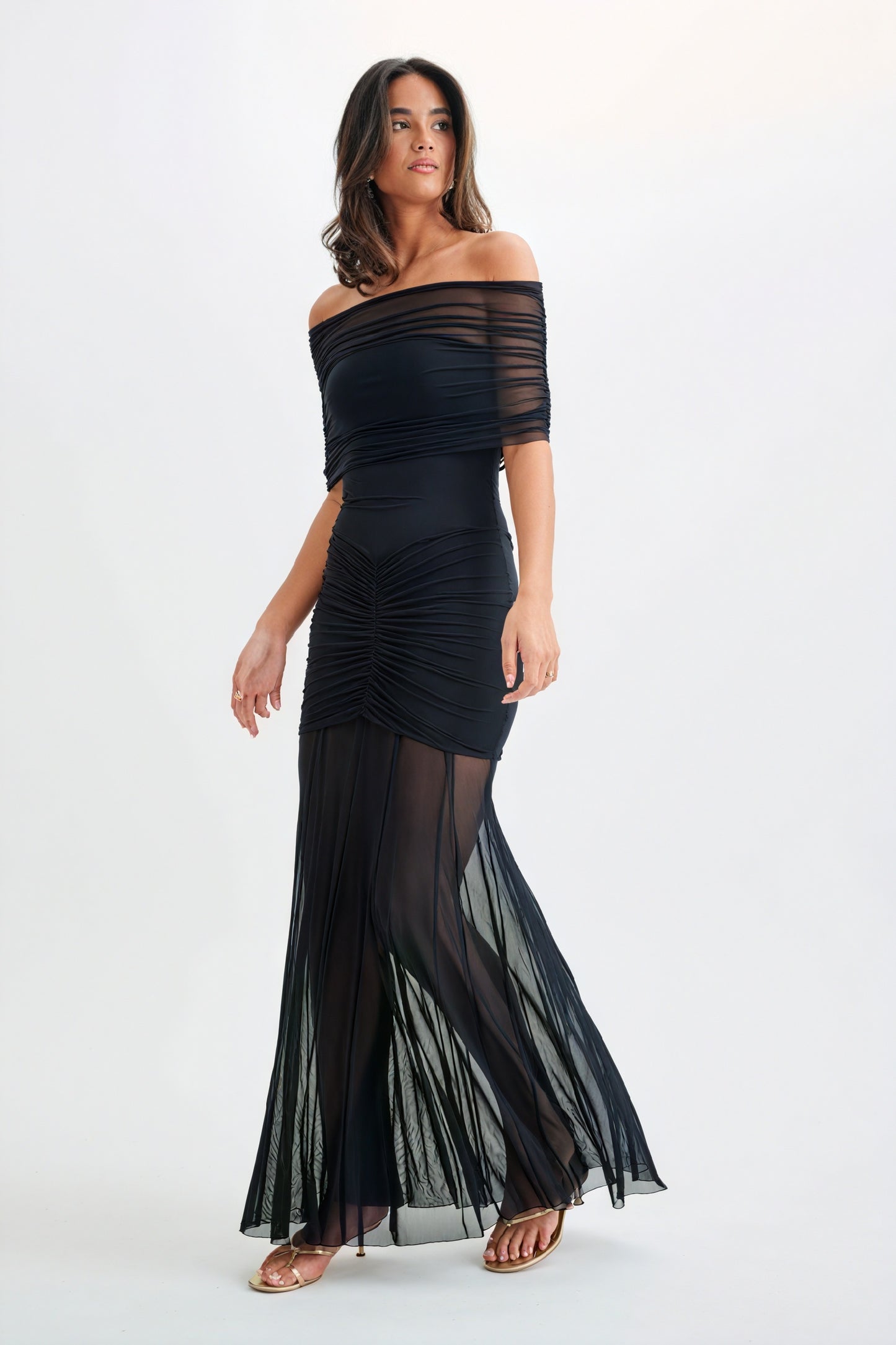 Strapless Maxi Dress - Flowing Floor-Length Skirt