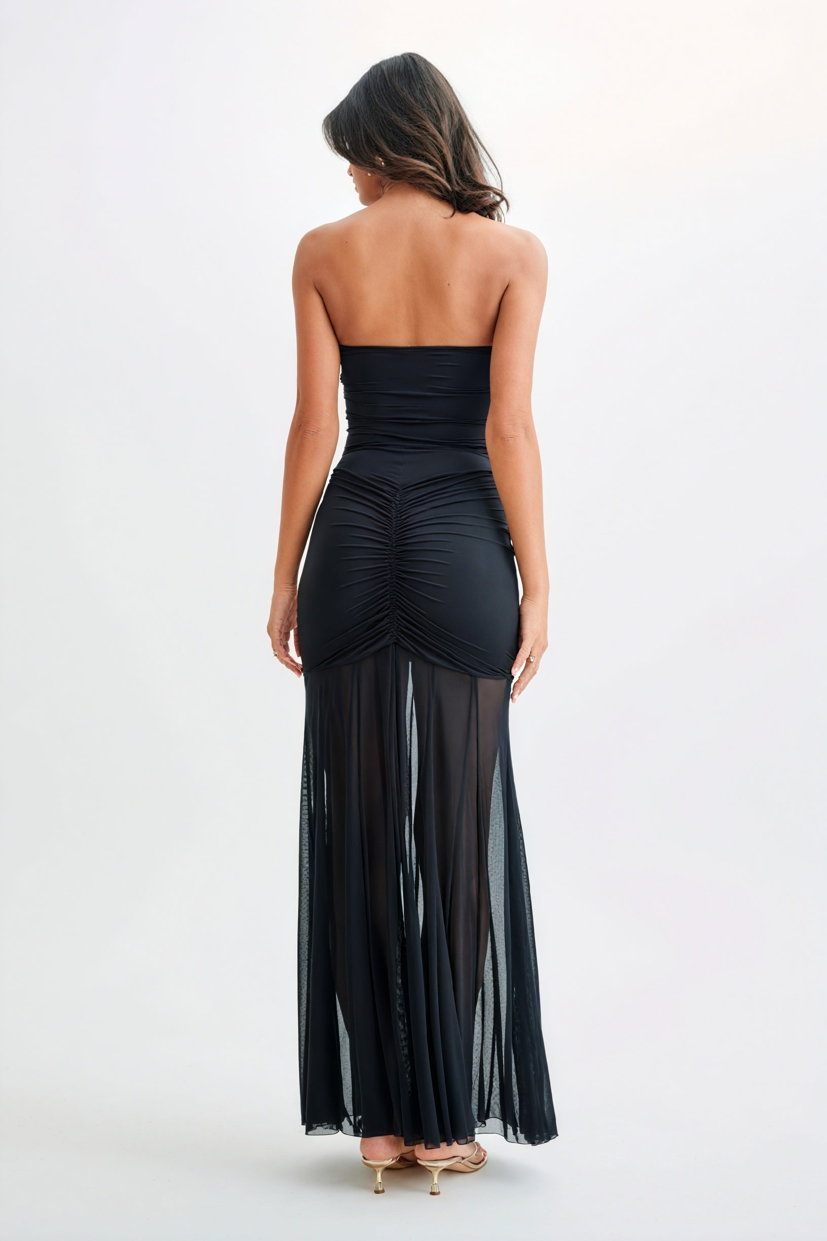 Strapless Maxi Dress - Flowing Floor-Length Skirt