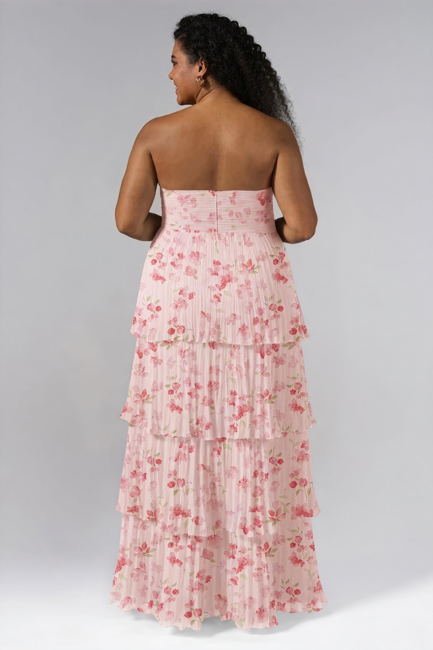 Floral Tiered Maxi Dress - Strapless