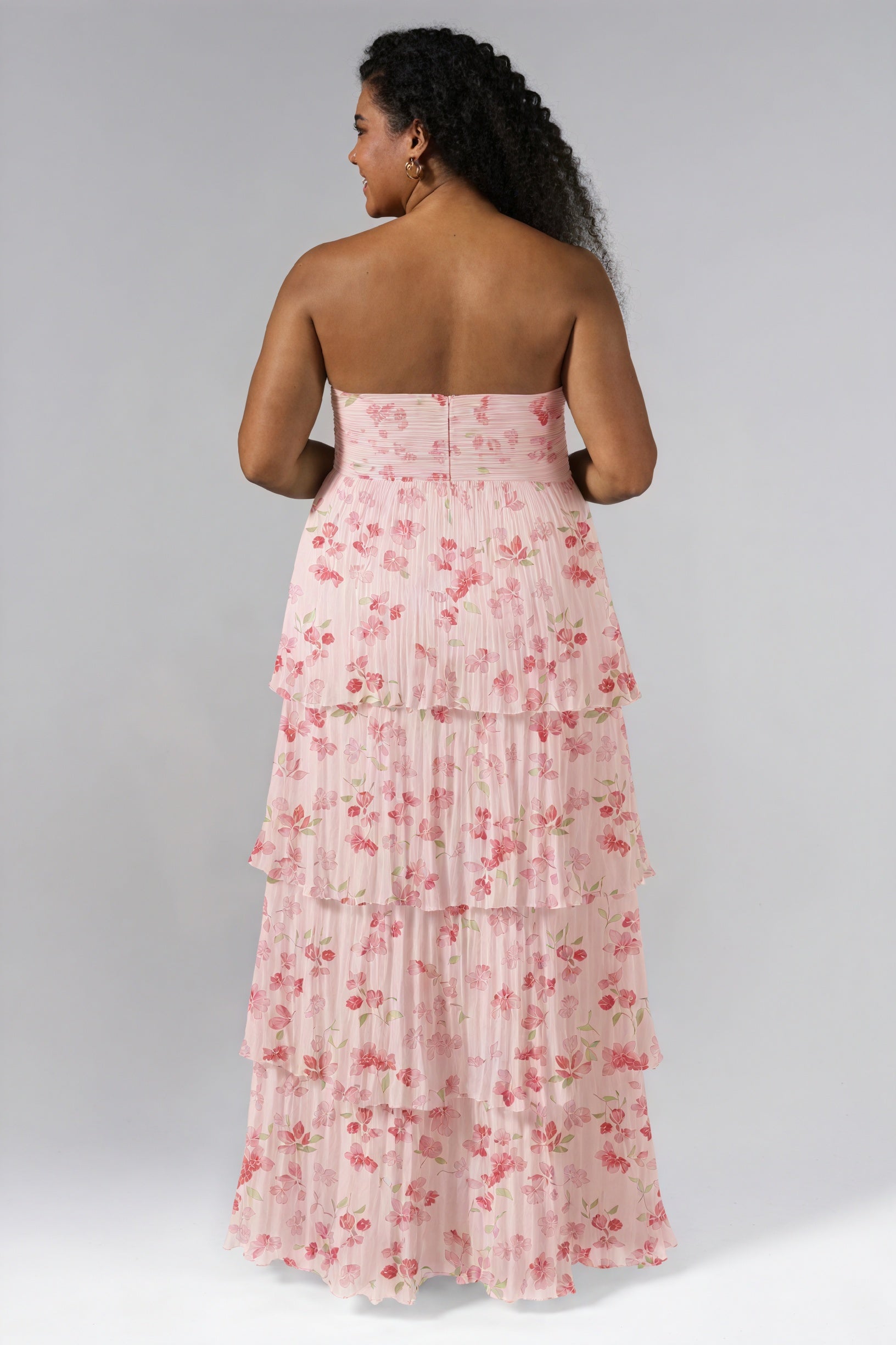 Floral Tiered Maxi Dress - Strapless