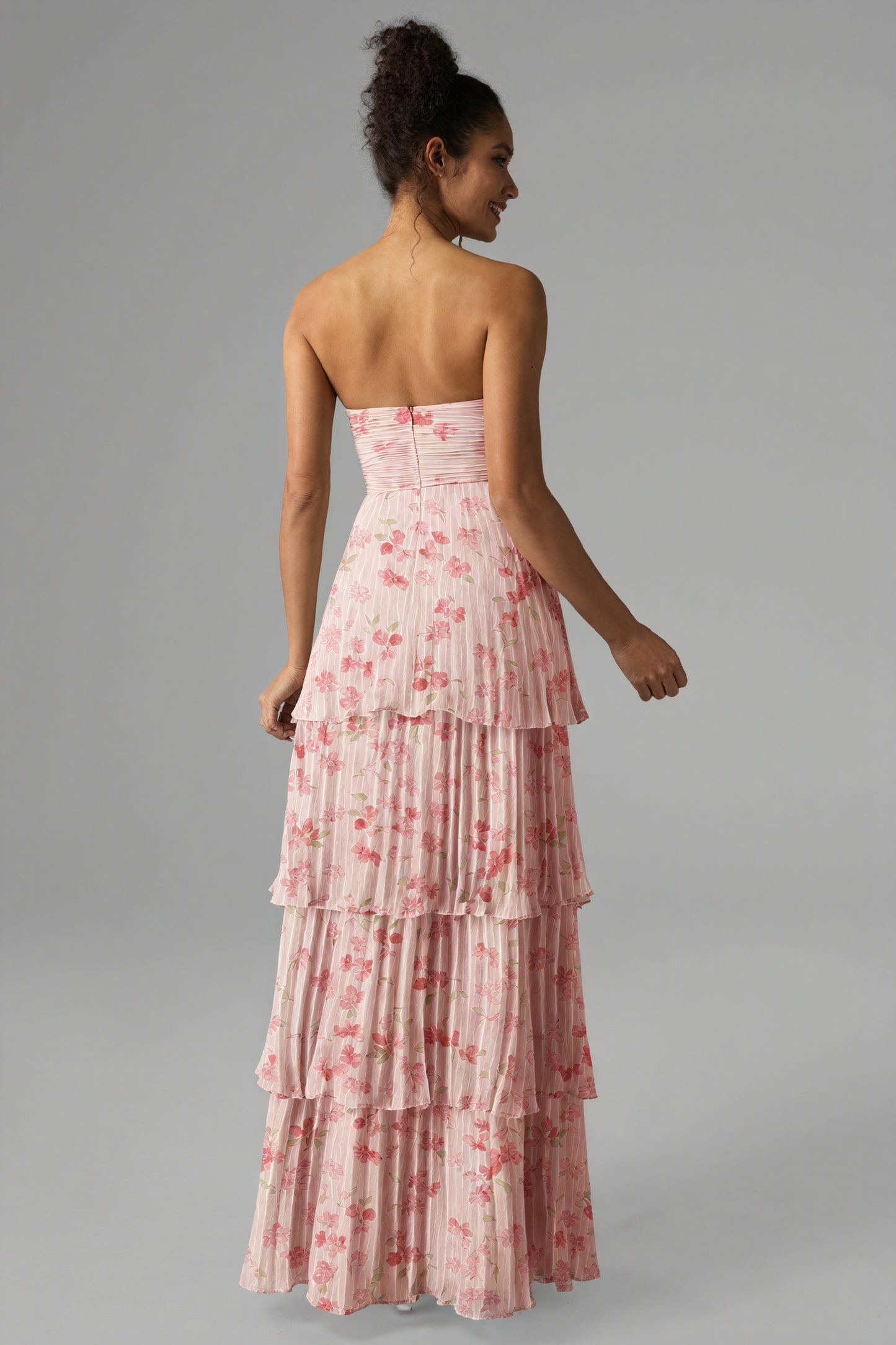 Floral Tiered Maxi Dress - Strapless