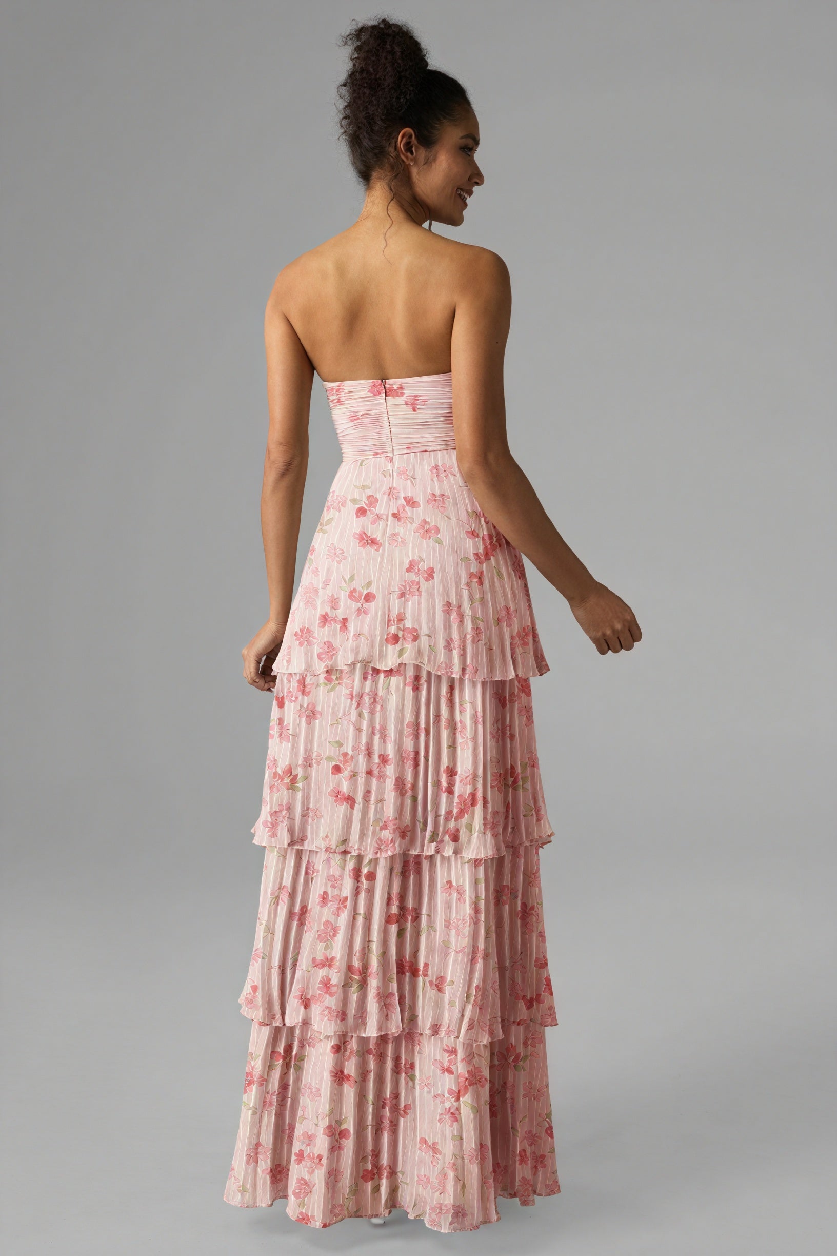 Floral Tiered Maxi Dress - Strapless