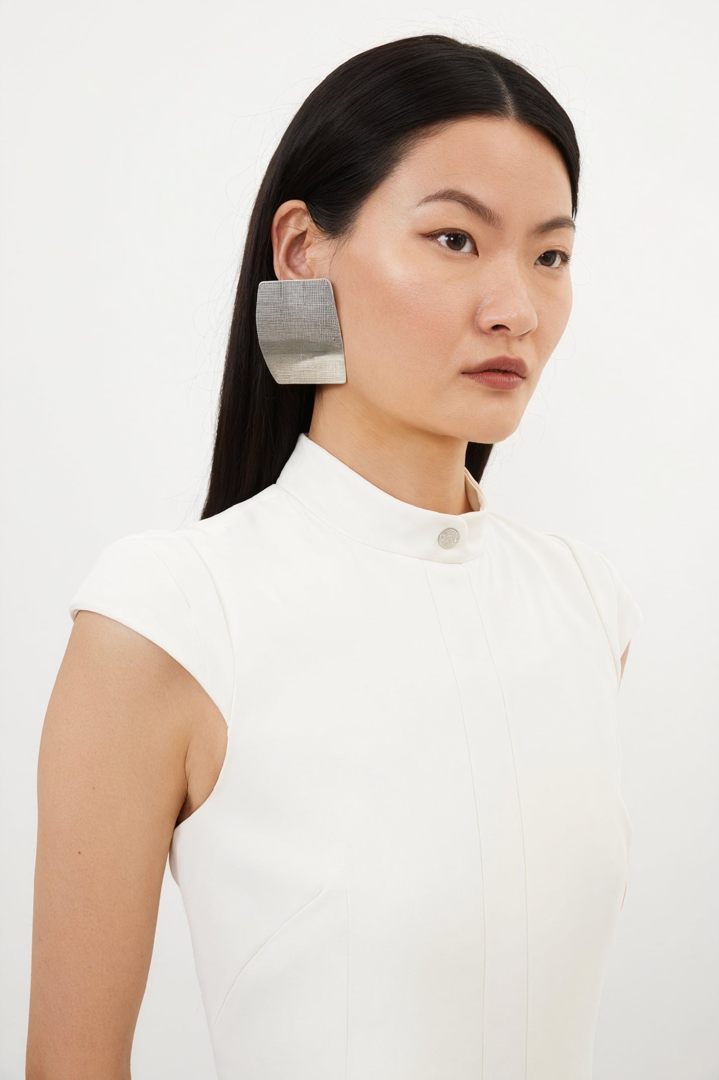 Sculpted Dress - Fitted Bodice, Pleated Panel