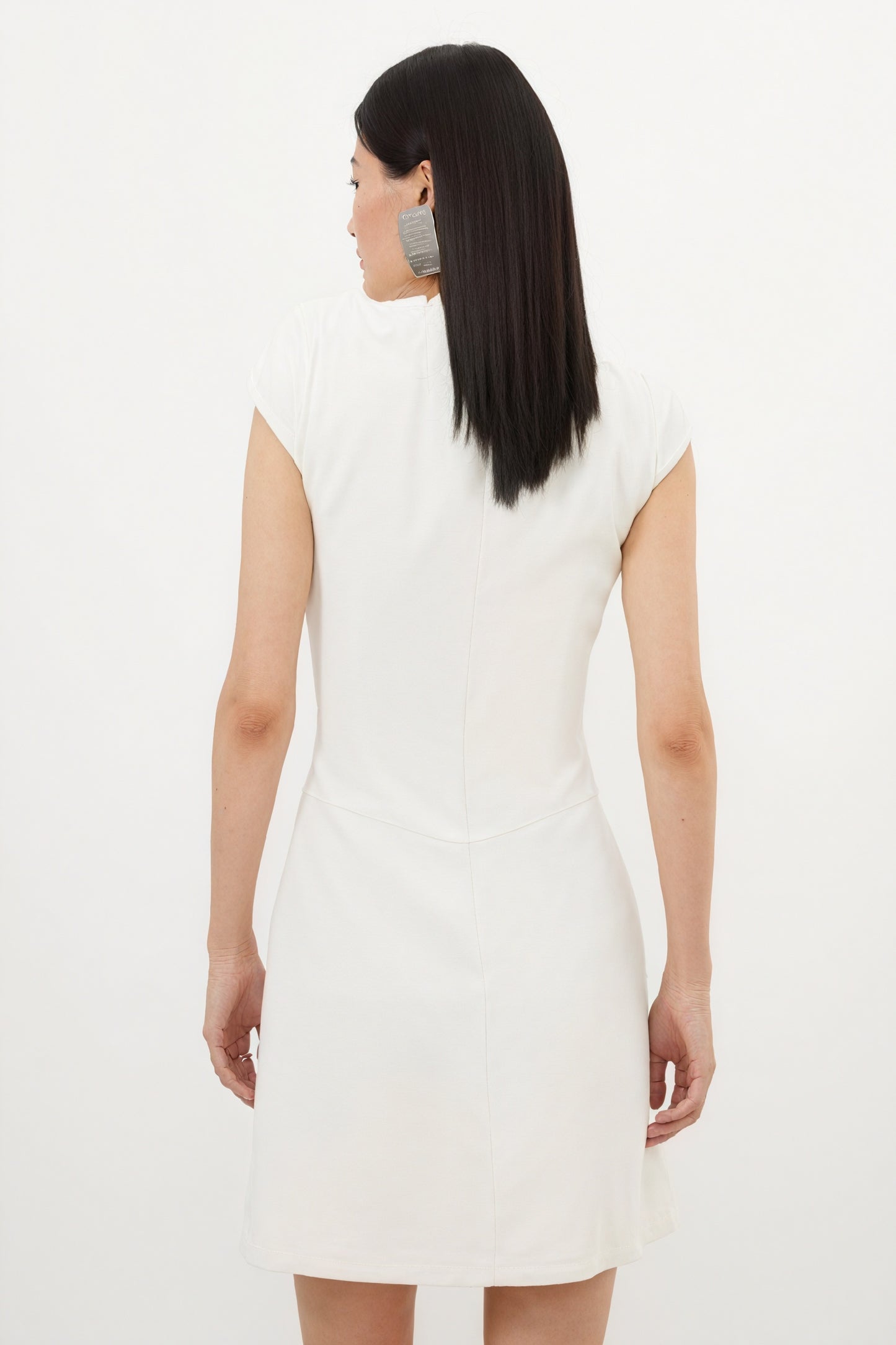 Sculpted Dress - Fitted Bodice, Pleated Panel