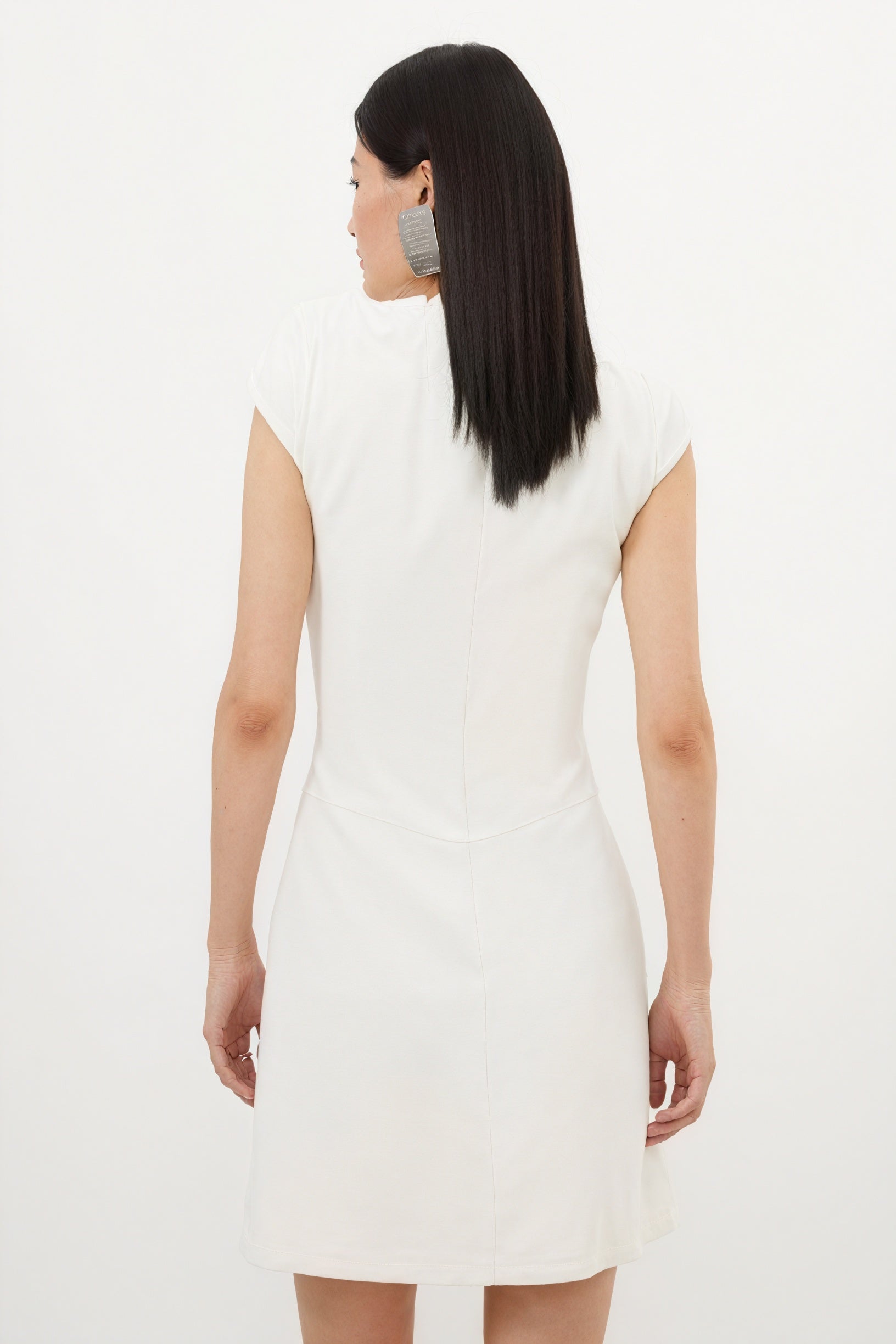 Sculpted Dress - Fitted Bodice, Pleated Panel