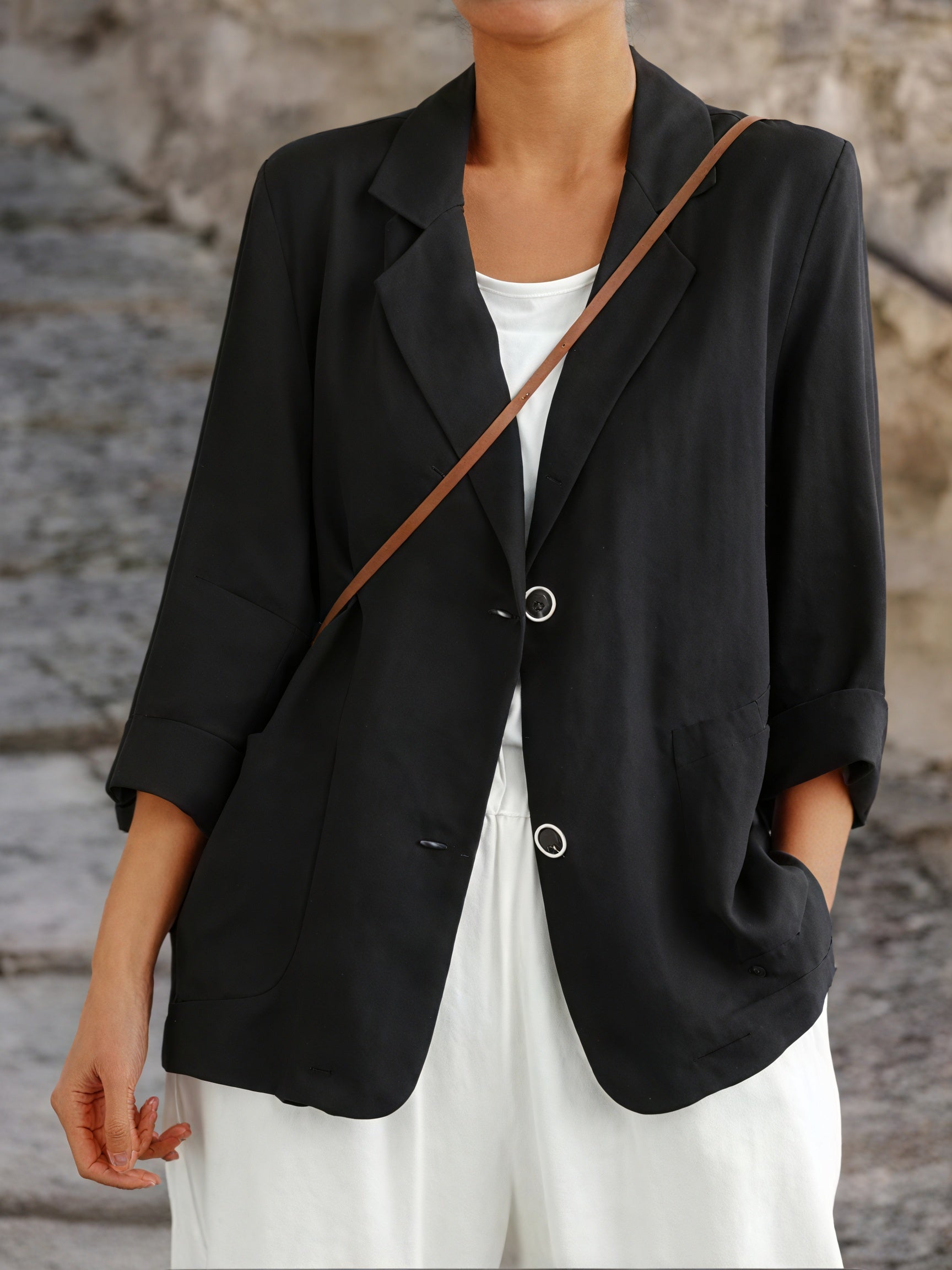 Classic Blazer - Notched Lapel, Oversized Fit
