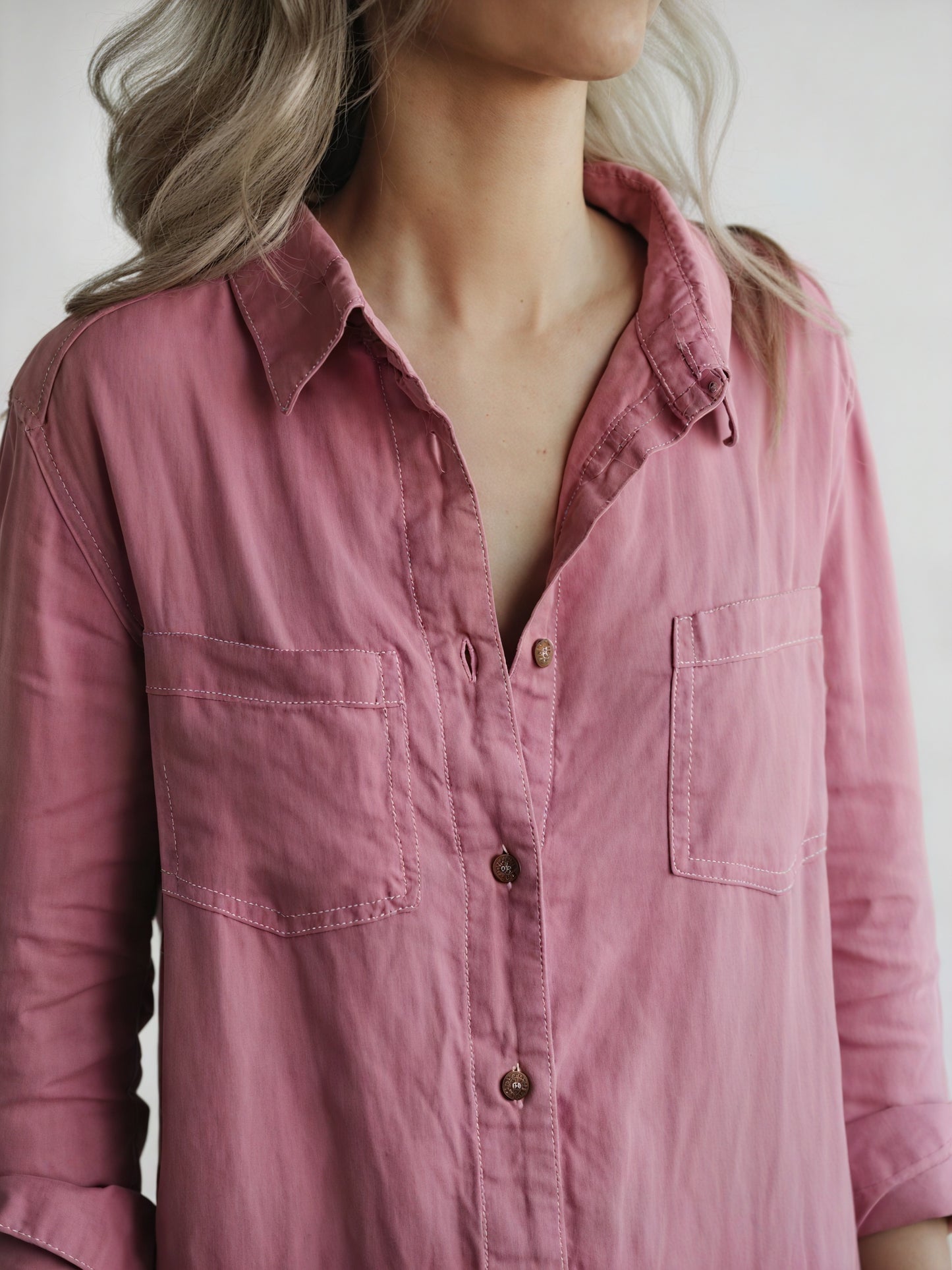 Relaxed Collared One-Piece with Button Detail