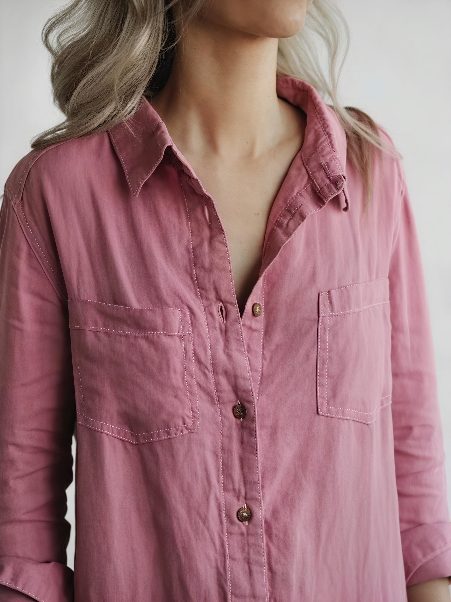 Relaxed Collared One-Piece with Button Detail