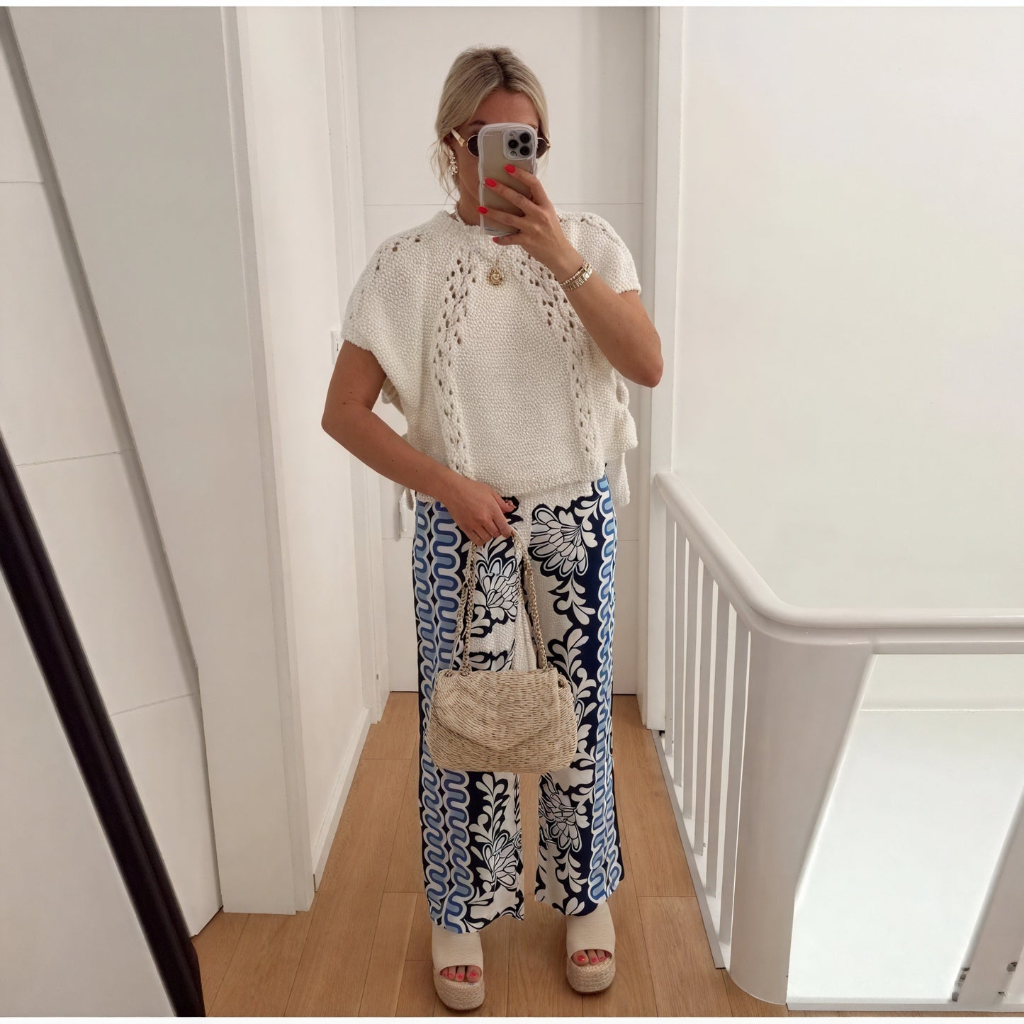 Textured Knit Top - Cream Boat Neck