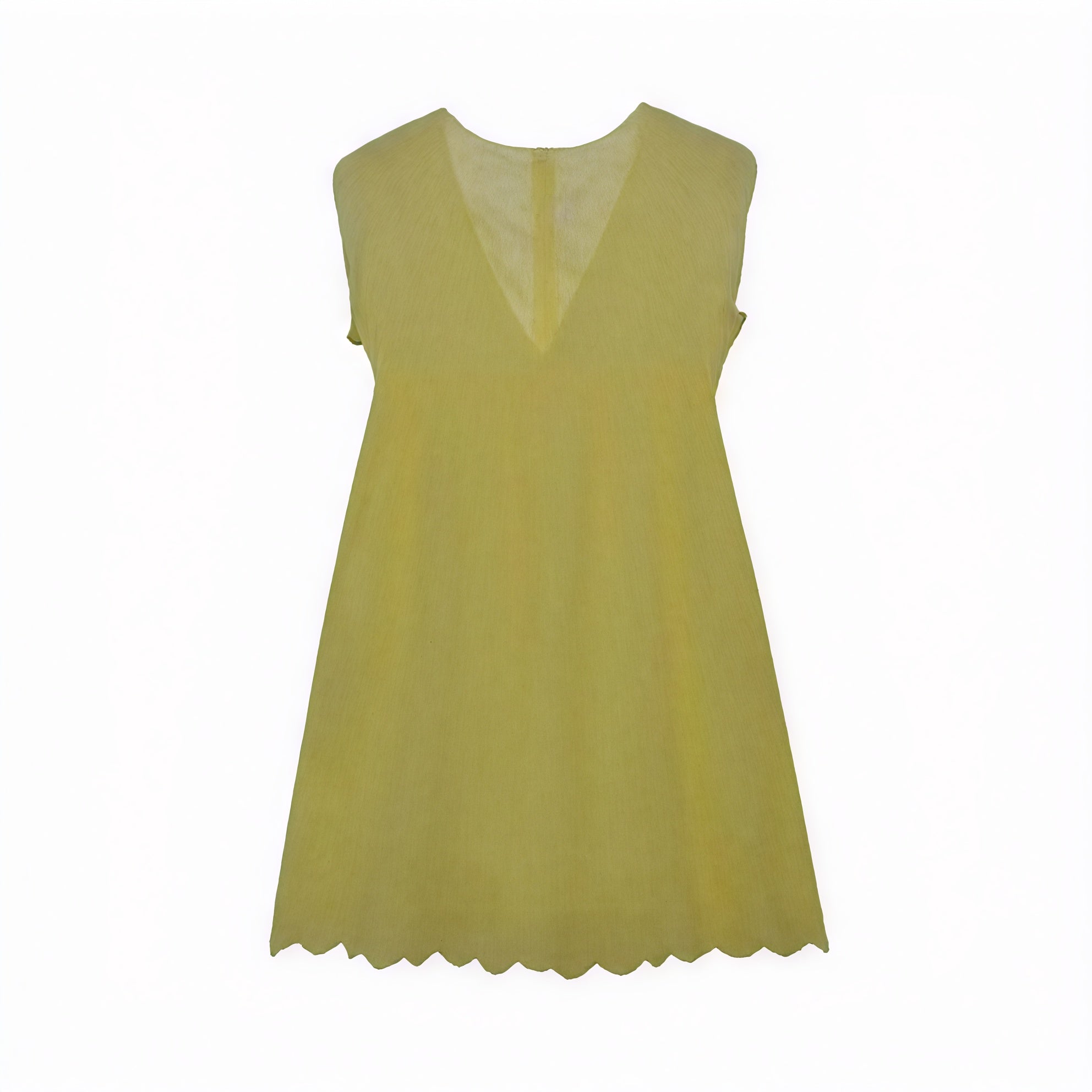 Women's Perforated V-Neck Sleeveless Dress with Scalloped Hem - Breathable Summer Chic-81587-53ab727e-d8cd-408d-8408-9f0614c4537d