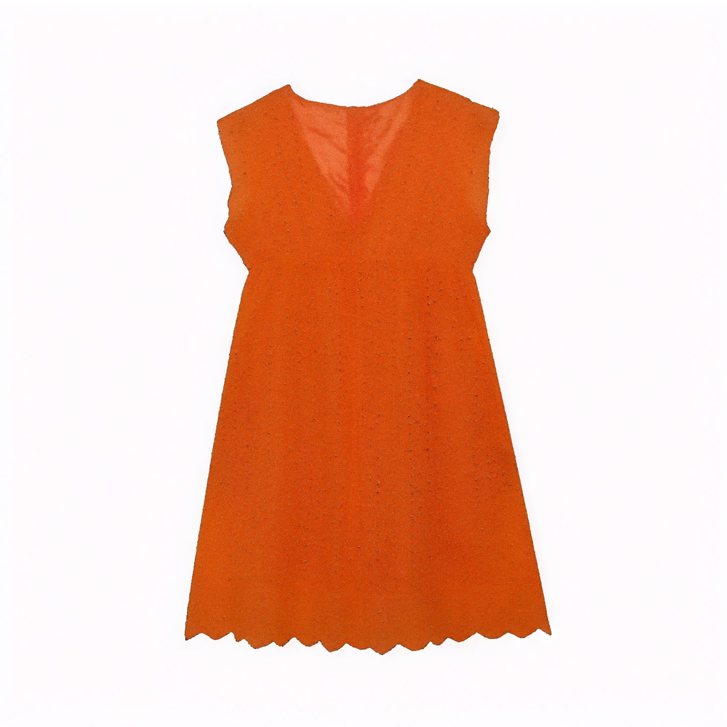 Women's Perforated V-Neck Sleeveless Dress with Scalloped Hem - Breathable Summer Chic-81587-75e17fb2-c2bd-4f34-918f-53500a9e20da