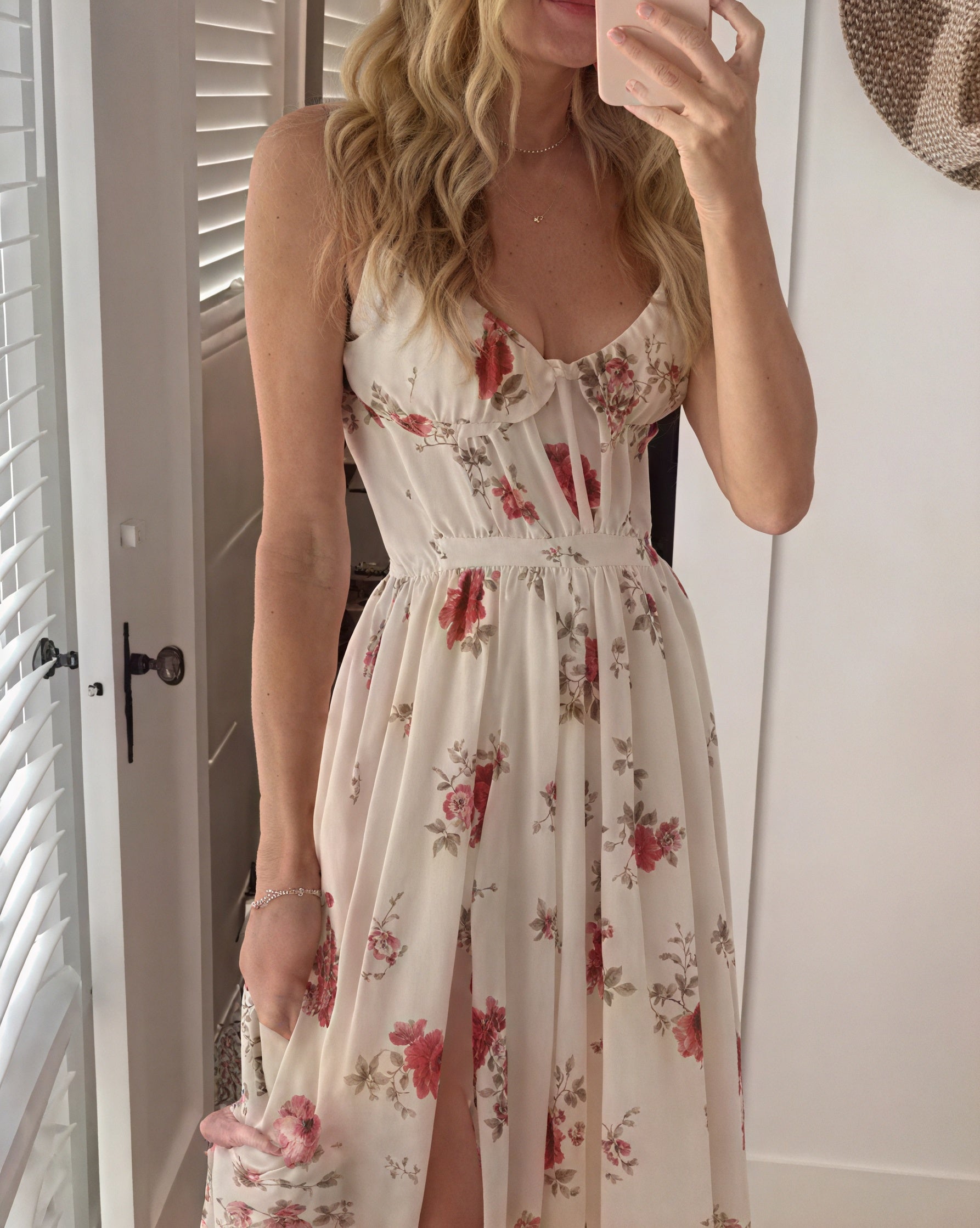 Maxi Dress Floral Print Spaghetti Strap High Slit Flowy Silhouette Summer Vacation Dress-81660-87d99f3c-9983-4e69-adc1-49bc2a06ea1b