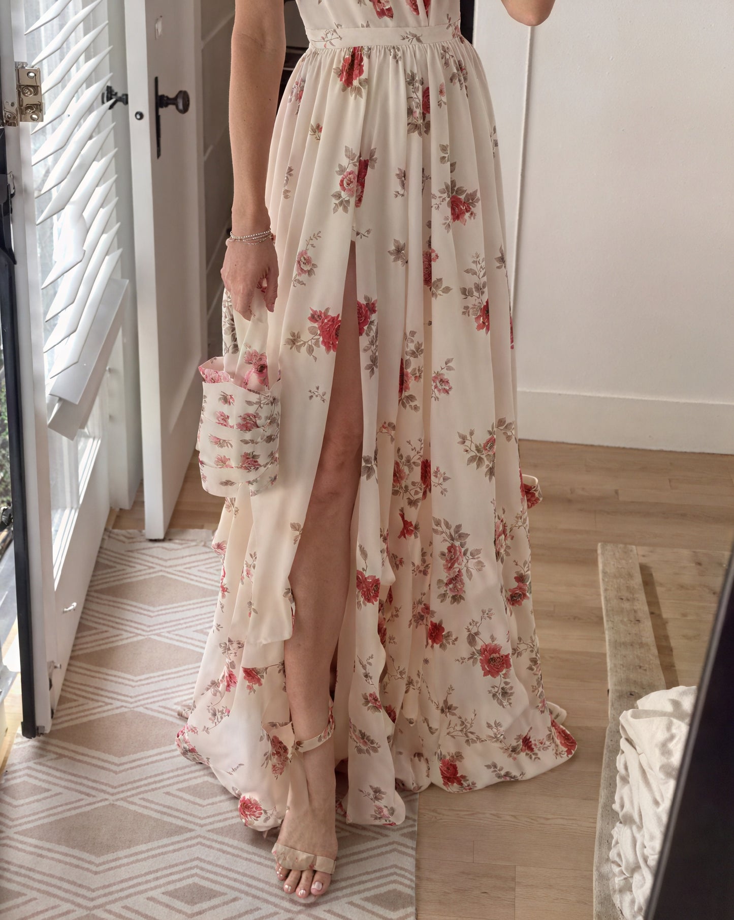 Maxi Dress Floral Print Spaghetti Strap High Slit Flowy Silhouette Summer Vacation Dress-81660-c65611bb-daa9-41ab-b655-e87fa11fe3f2