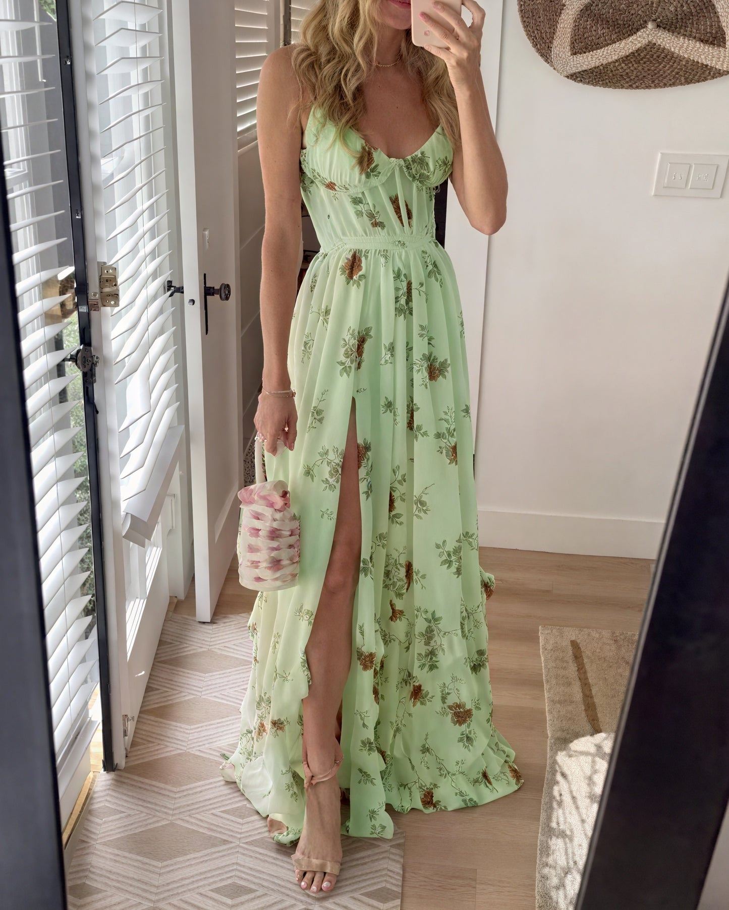 Maxi Dress Floral Print Spaghetti Strap High Slit Flowy Silhouette Summer Vacation Dress-81660-ca3bb06b-f319-427e-a12c-9a0d88eb461e