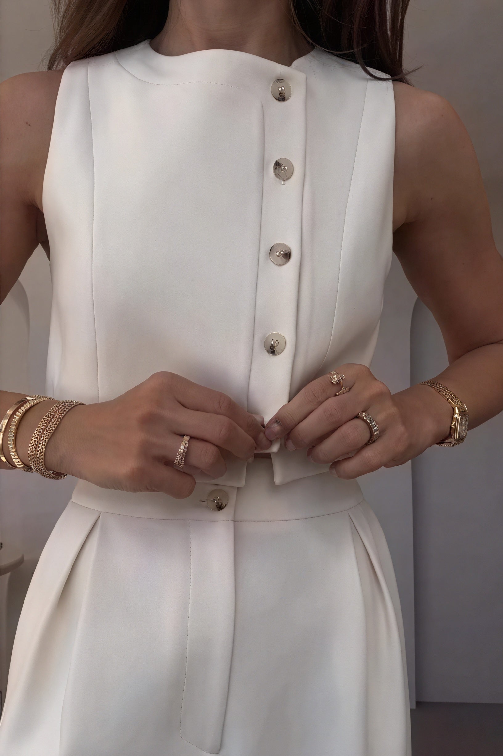 Modern Wide-Leg Suit - Sleeveless Crop Top