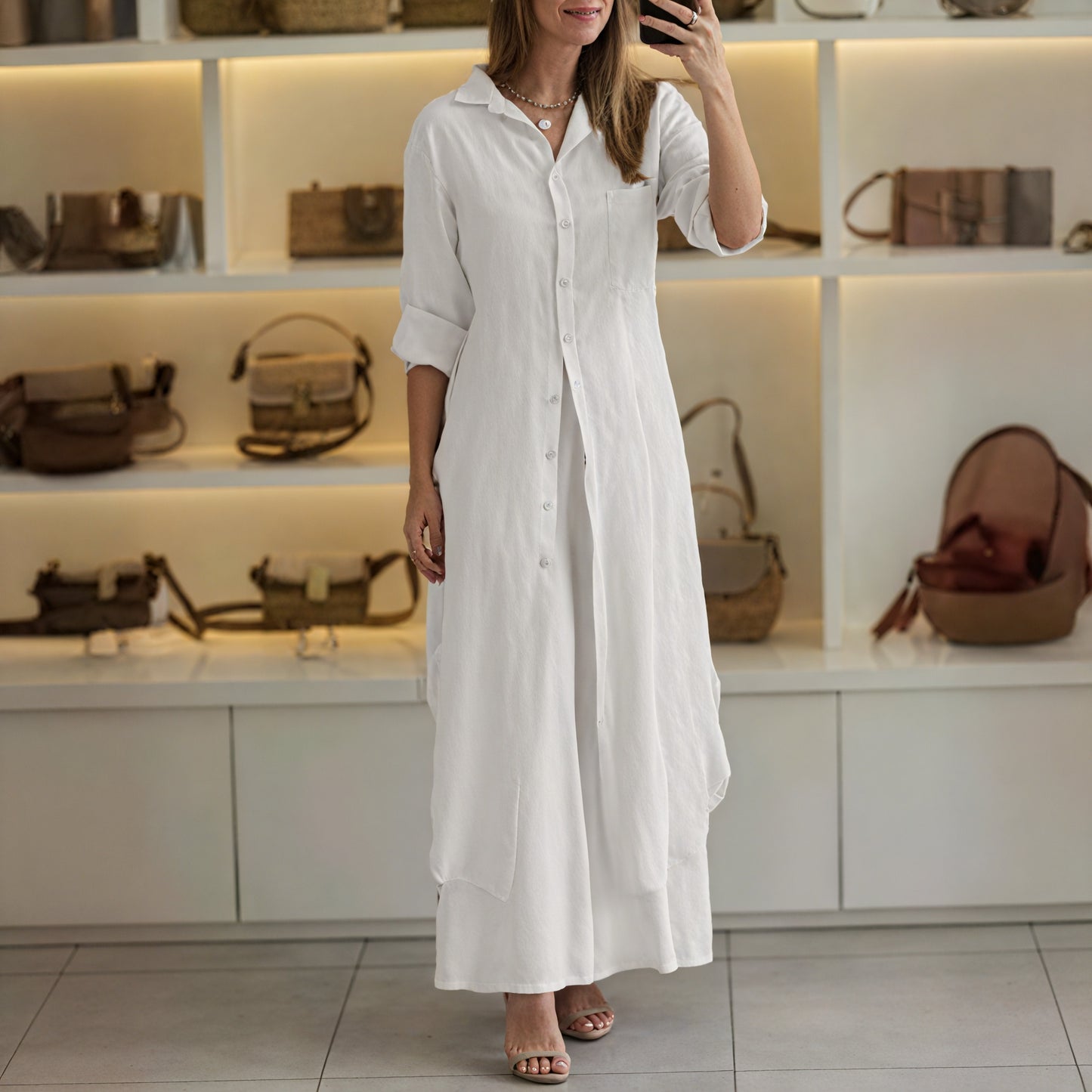 Button-Down Shirt Dress - Flowing Silhouette