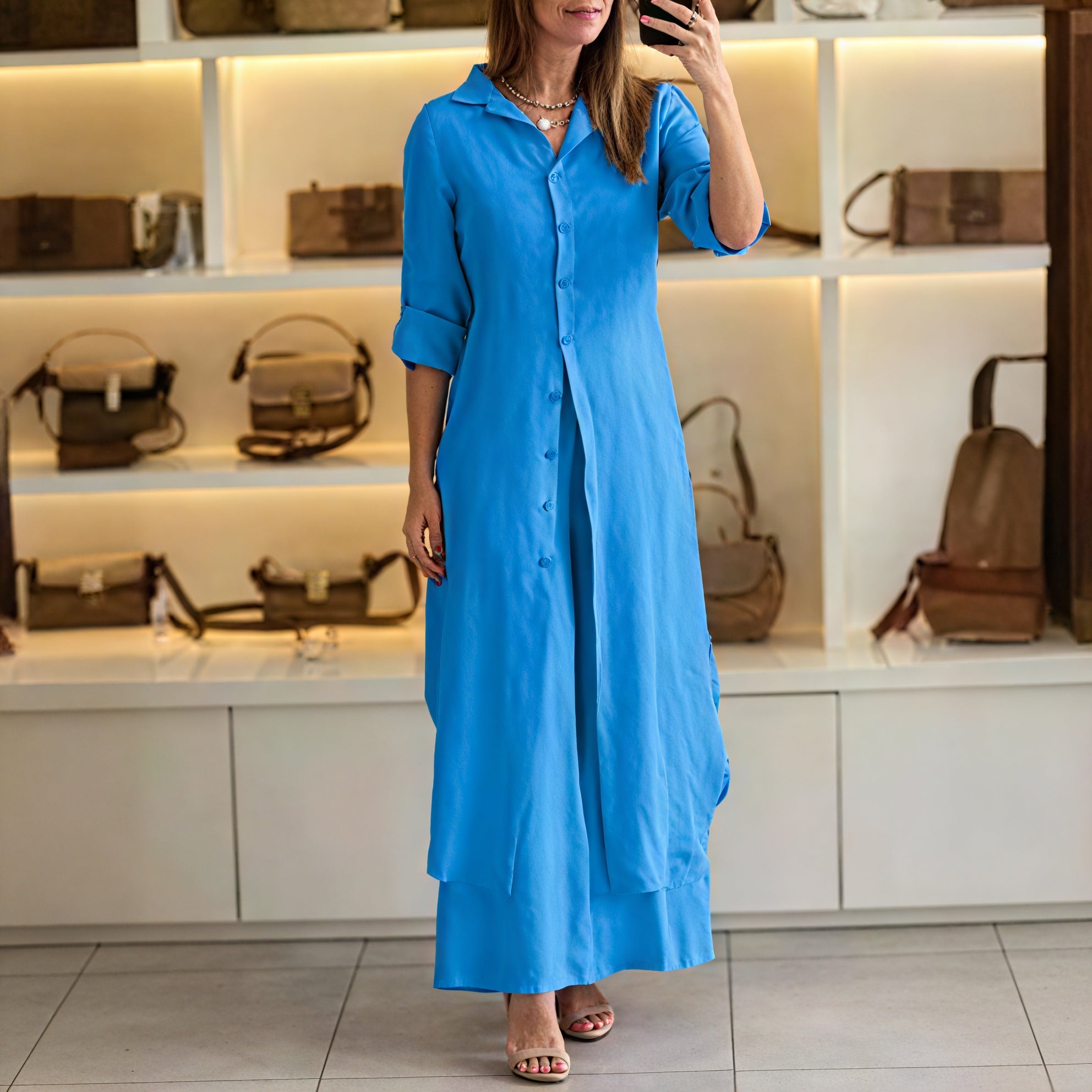 Button-Down Shirt Dress - Flowing Silhouette