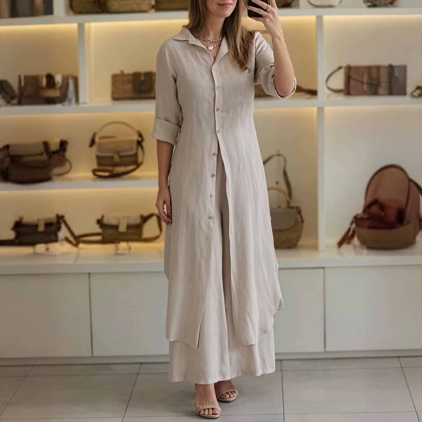 Button-Down Shirt Dress - Flowing Silhouette