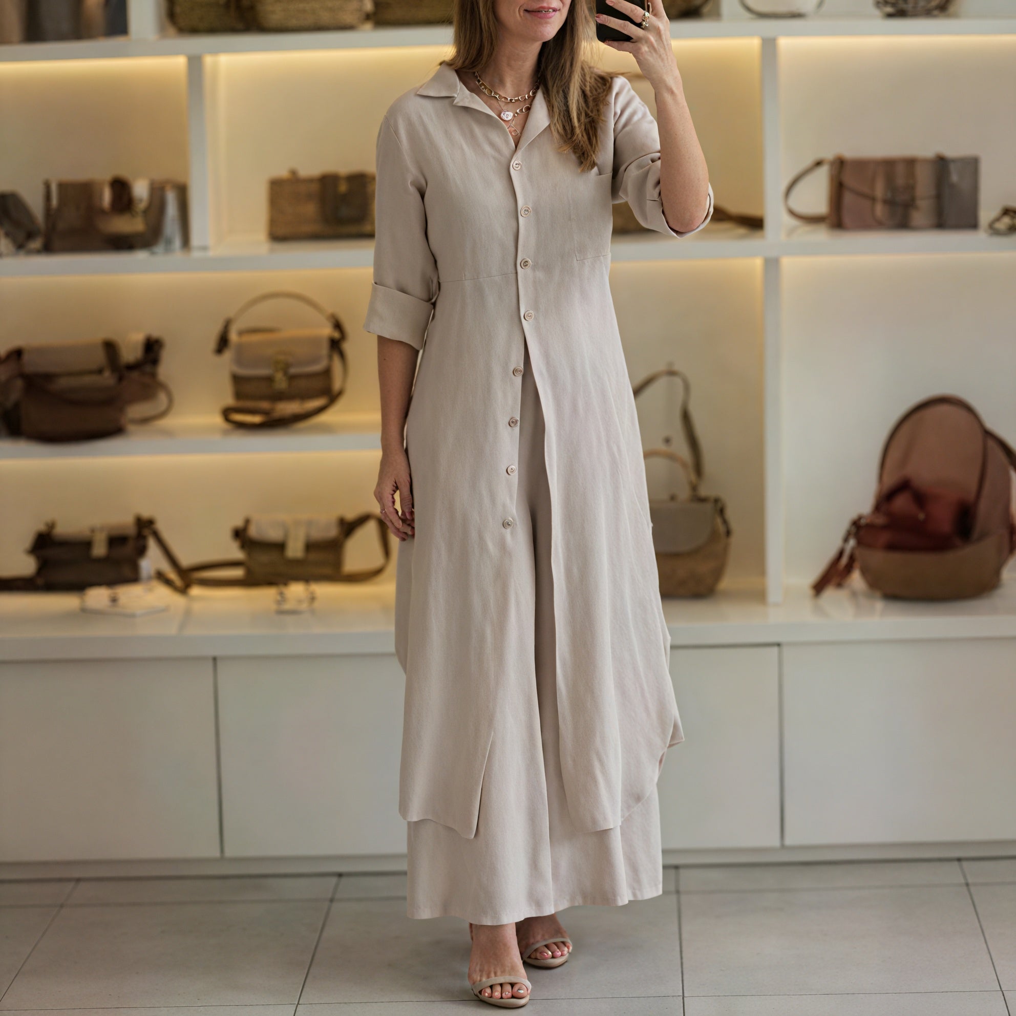 Button-Down Shirt Dress - Flowing Silhouette