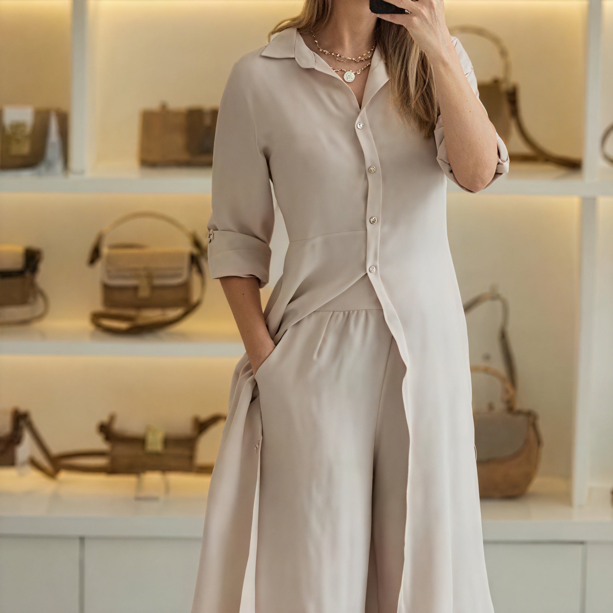 Button-Down Shirt Dress - Flowing Silhouette