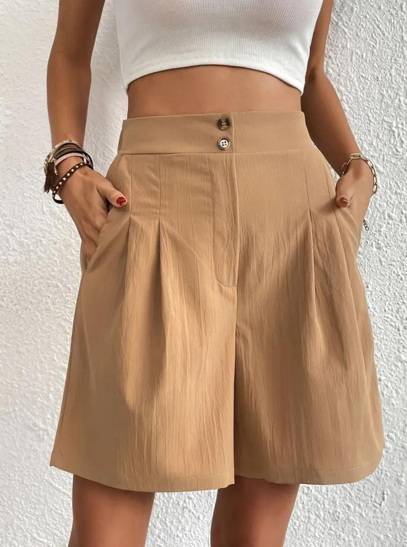 Women's High-Waist Pleated Shorts with Pockets – Versatile Style-82558-81bd3480-4ddd-4082-ba3b-1d884ef66342