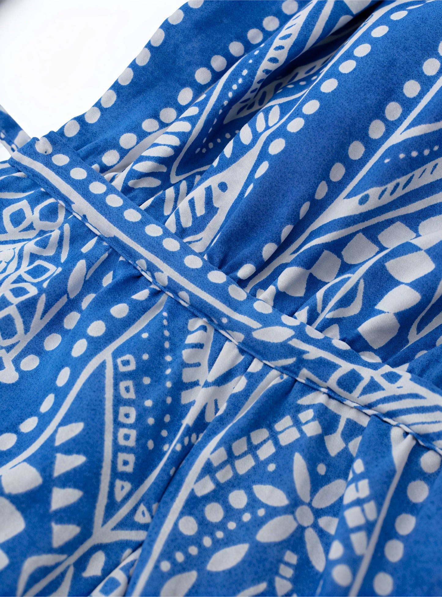 Patterned Halter A-Line Dress with Tie