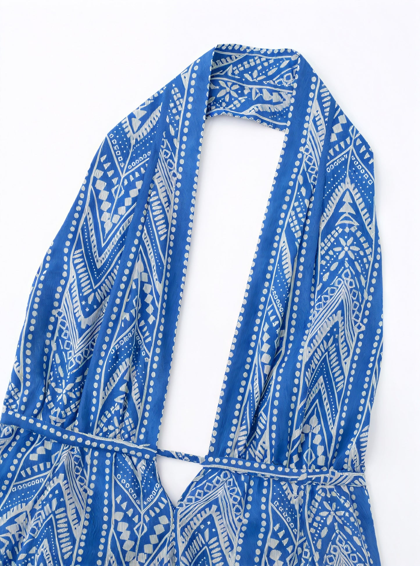 Patterned Halter A-Line Dress with Tie