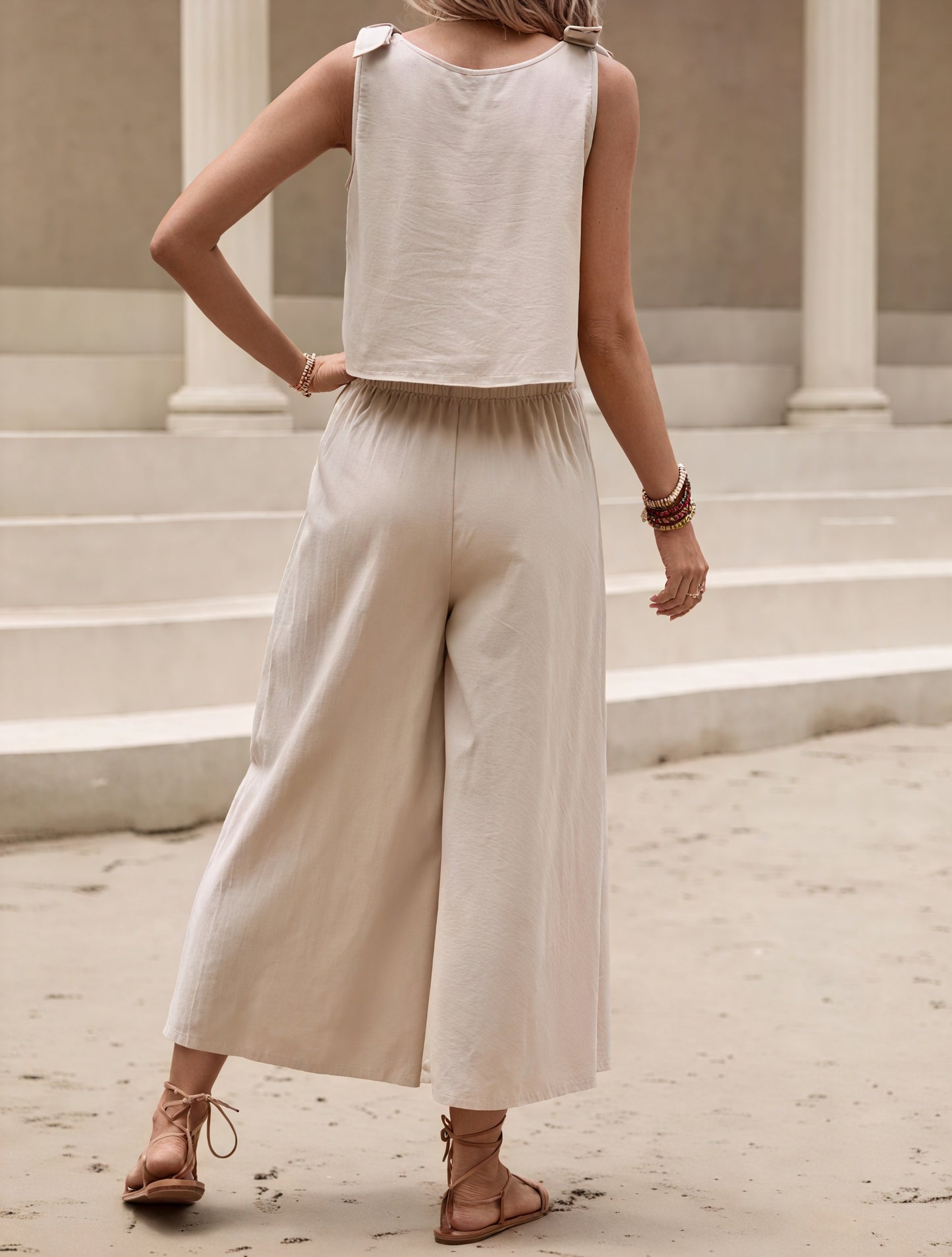 Relaxed Crop & Wide Leg Set - Linen Blend