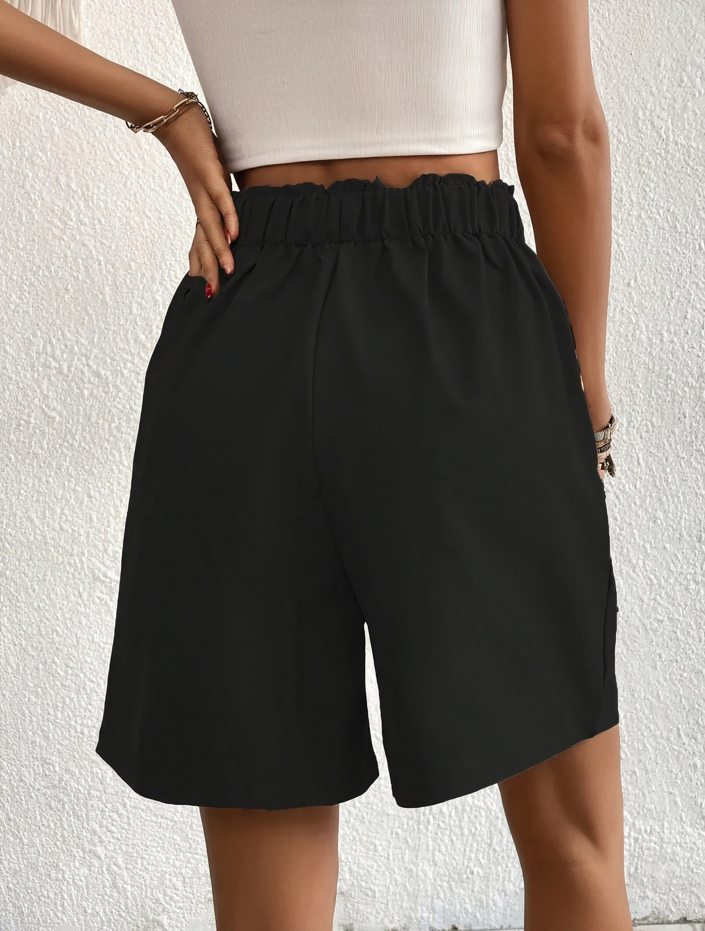 High-Waisted Pleated Wide Leg Shorts