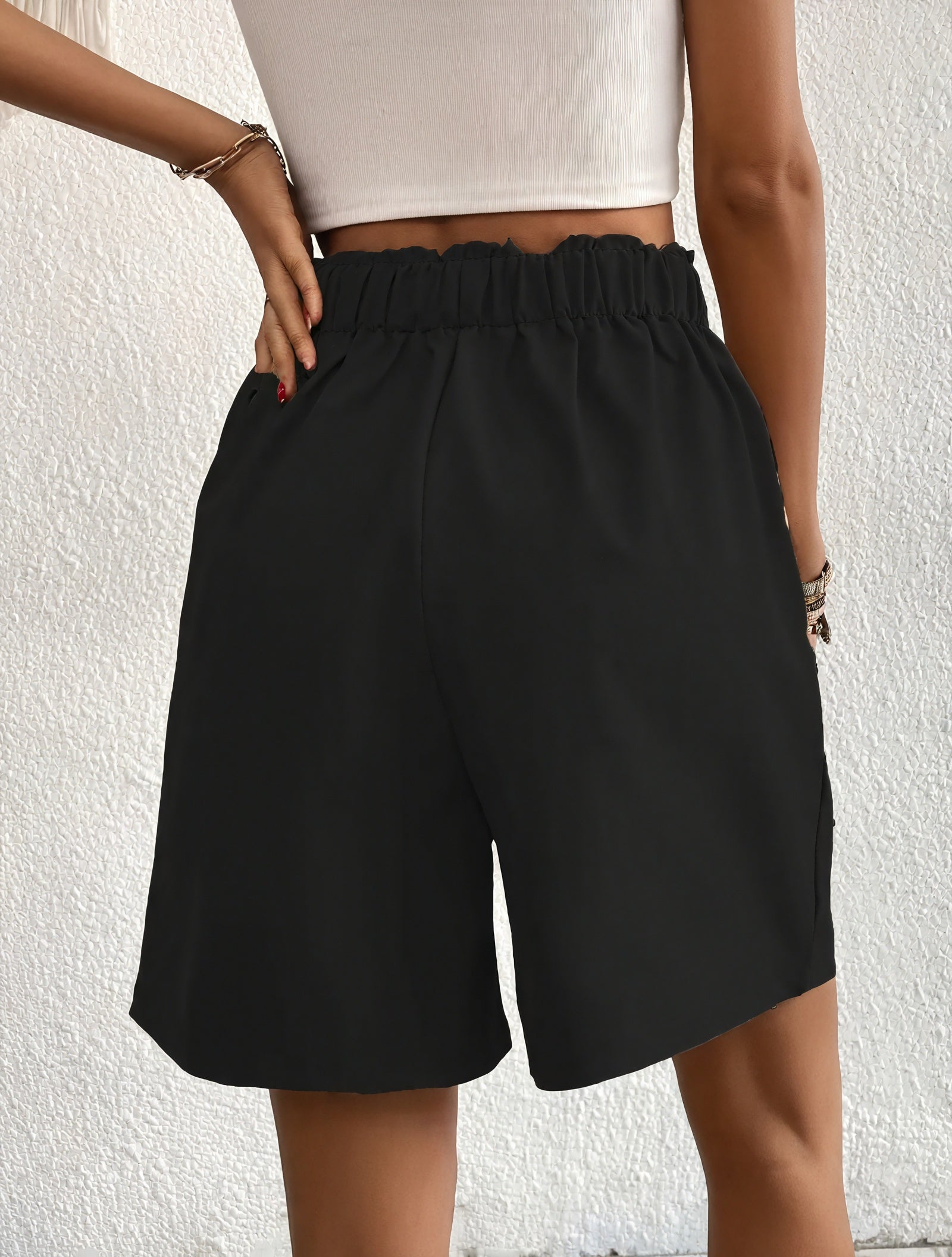 High-Waisted Pleated Wide Leg Shorts