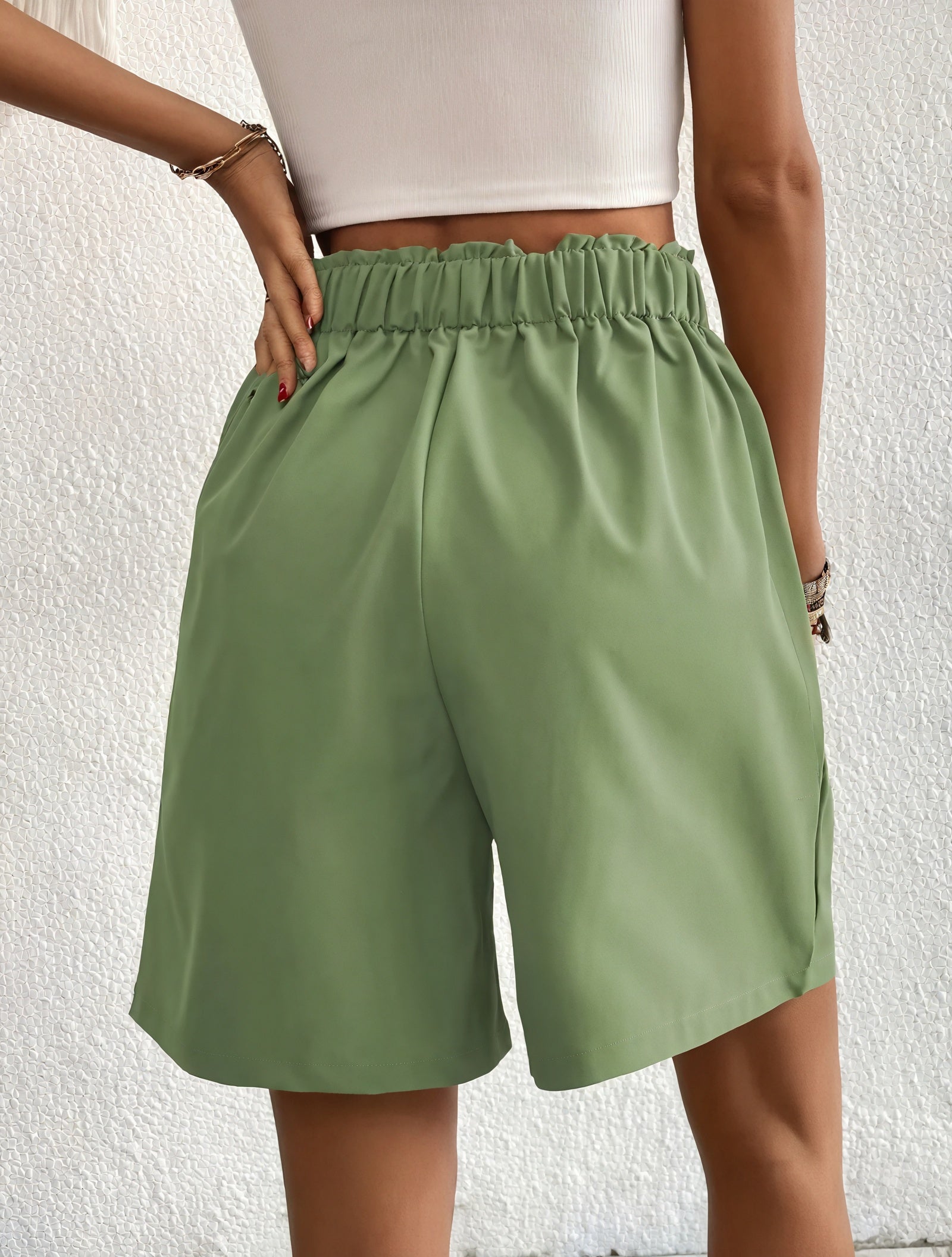 High-Waisted Pleated Wide Leg Shorts