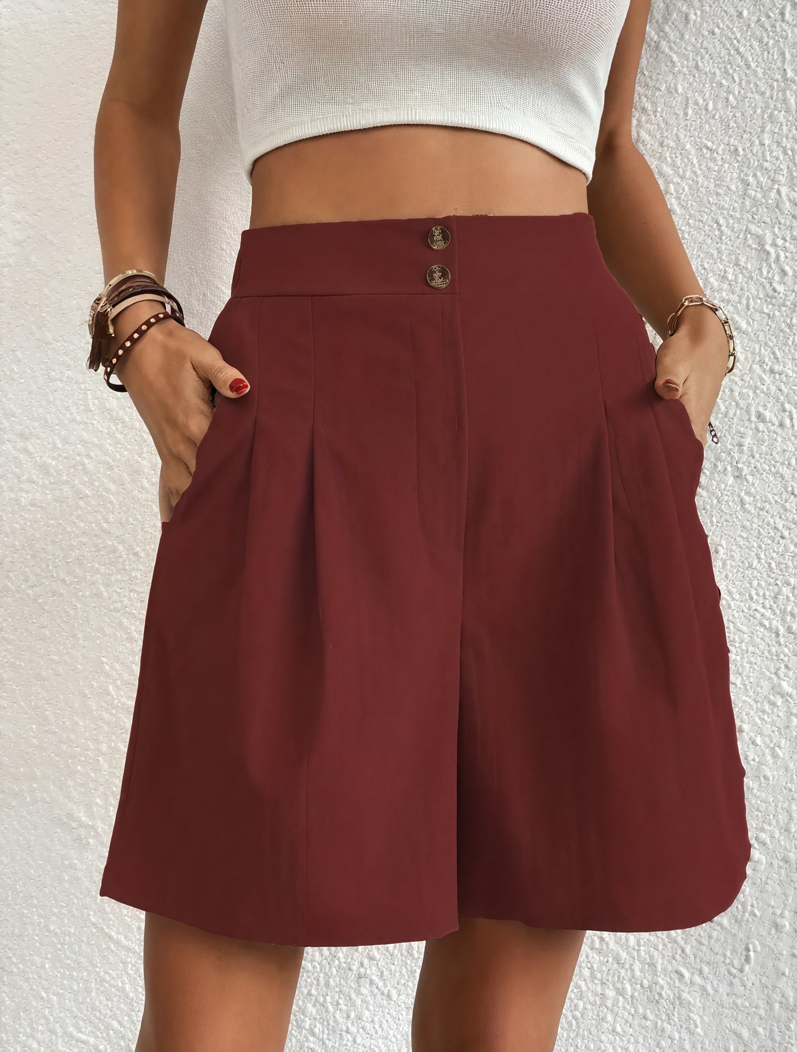 High-Waisted Pleated Wide Leg Shorts