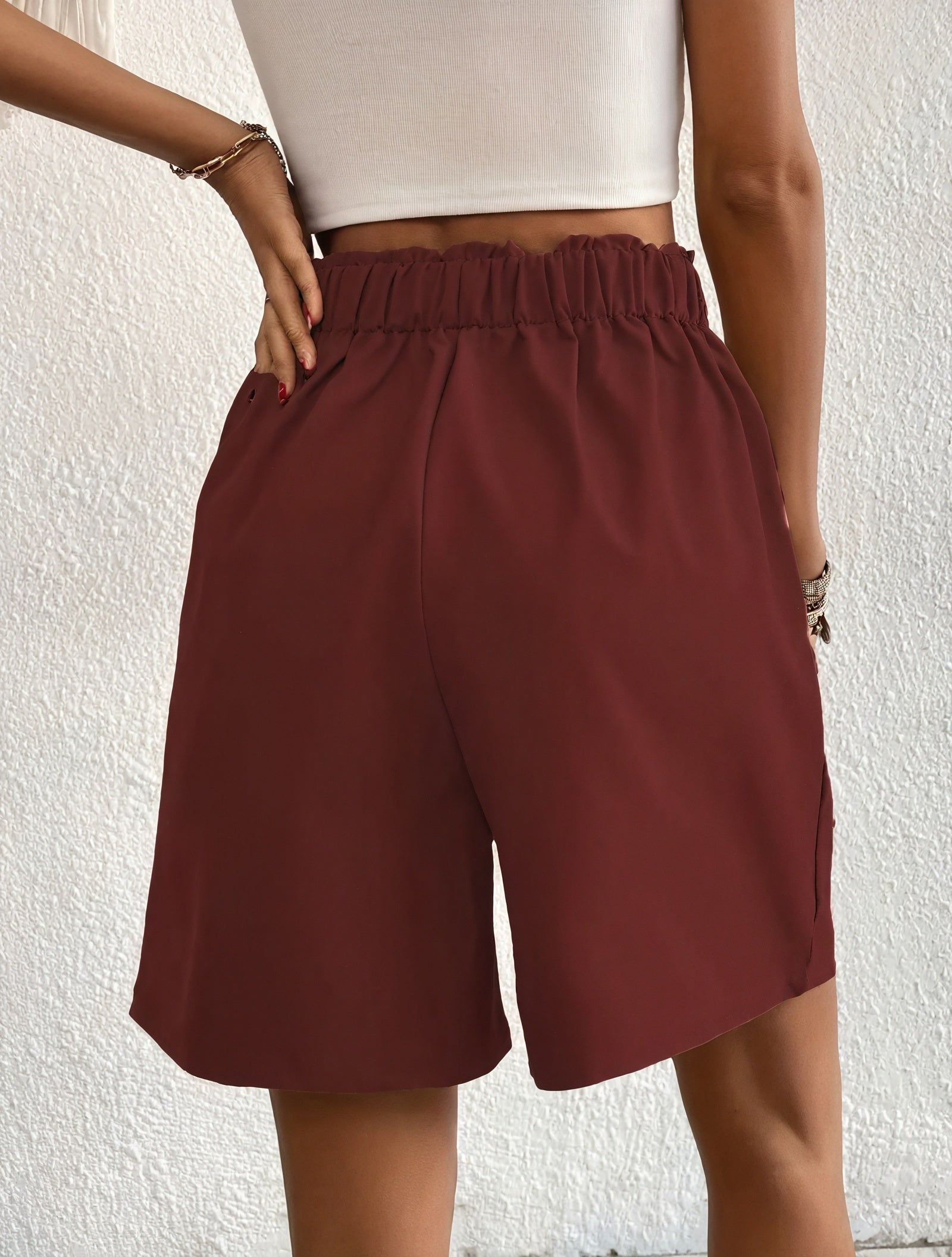 High-Waisted Pleated Wide Leg Shorts