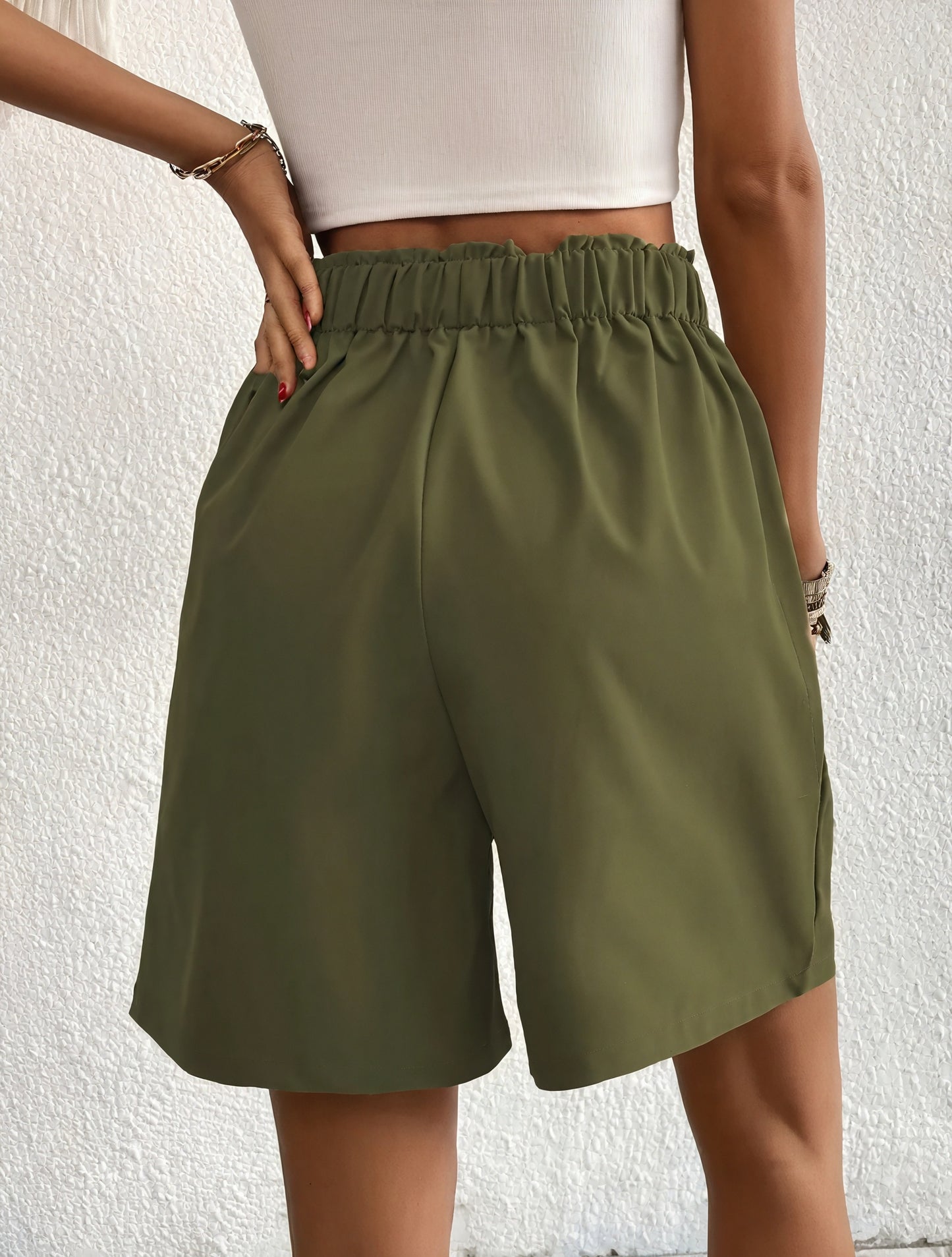 High-Waisted Pleated Wide Leg Shorts