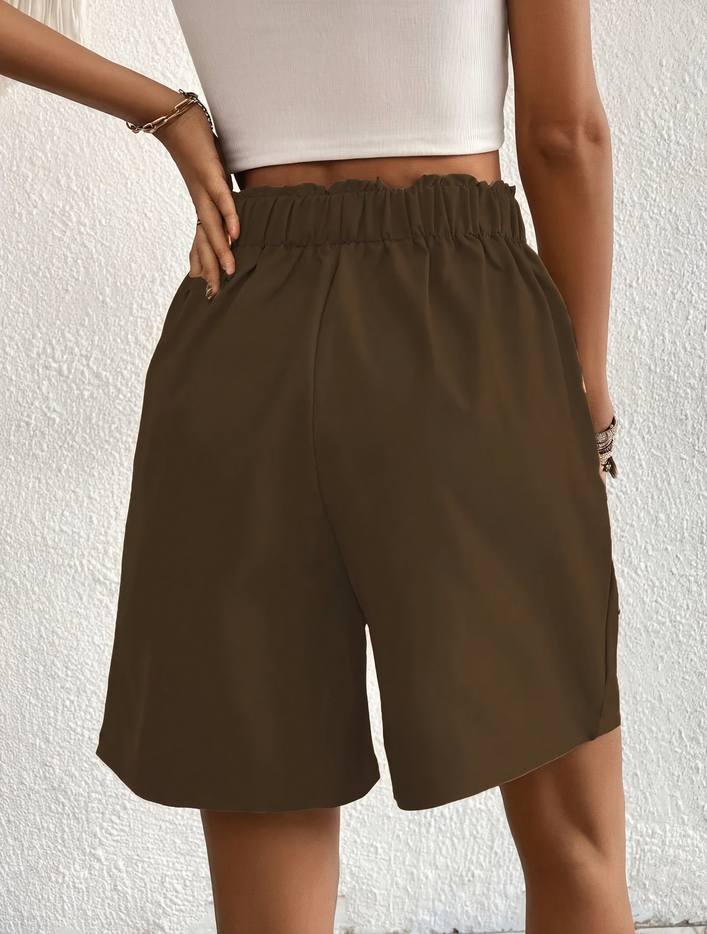 High-Waisted Pleated Wide Leg Shorts